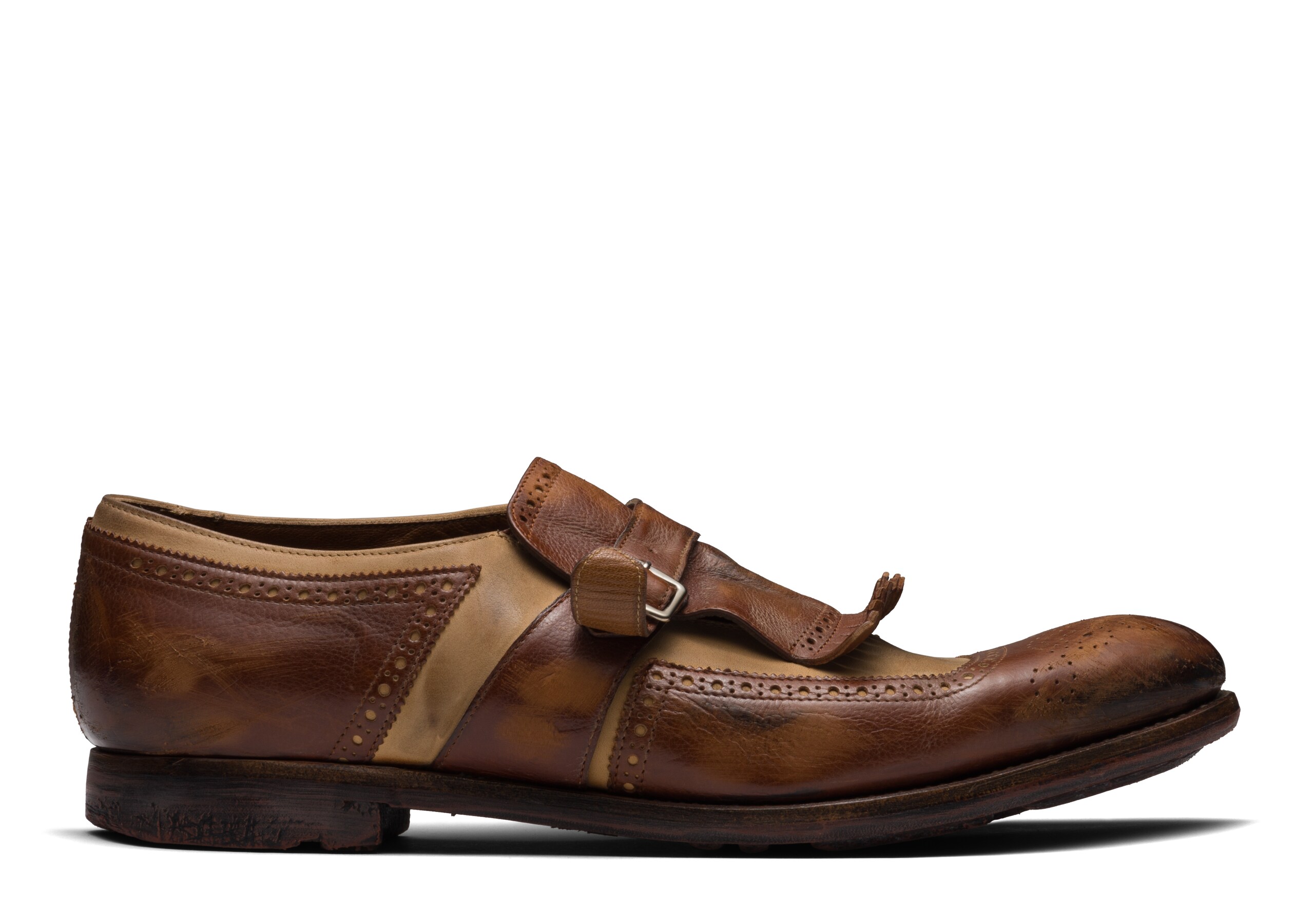 Shanghai Church's Monk Strap in Nabuk e pelle di vitello glacé Marrone