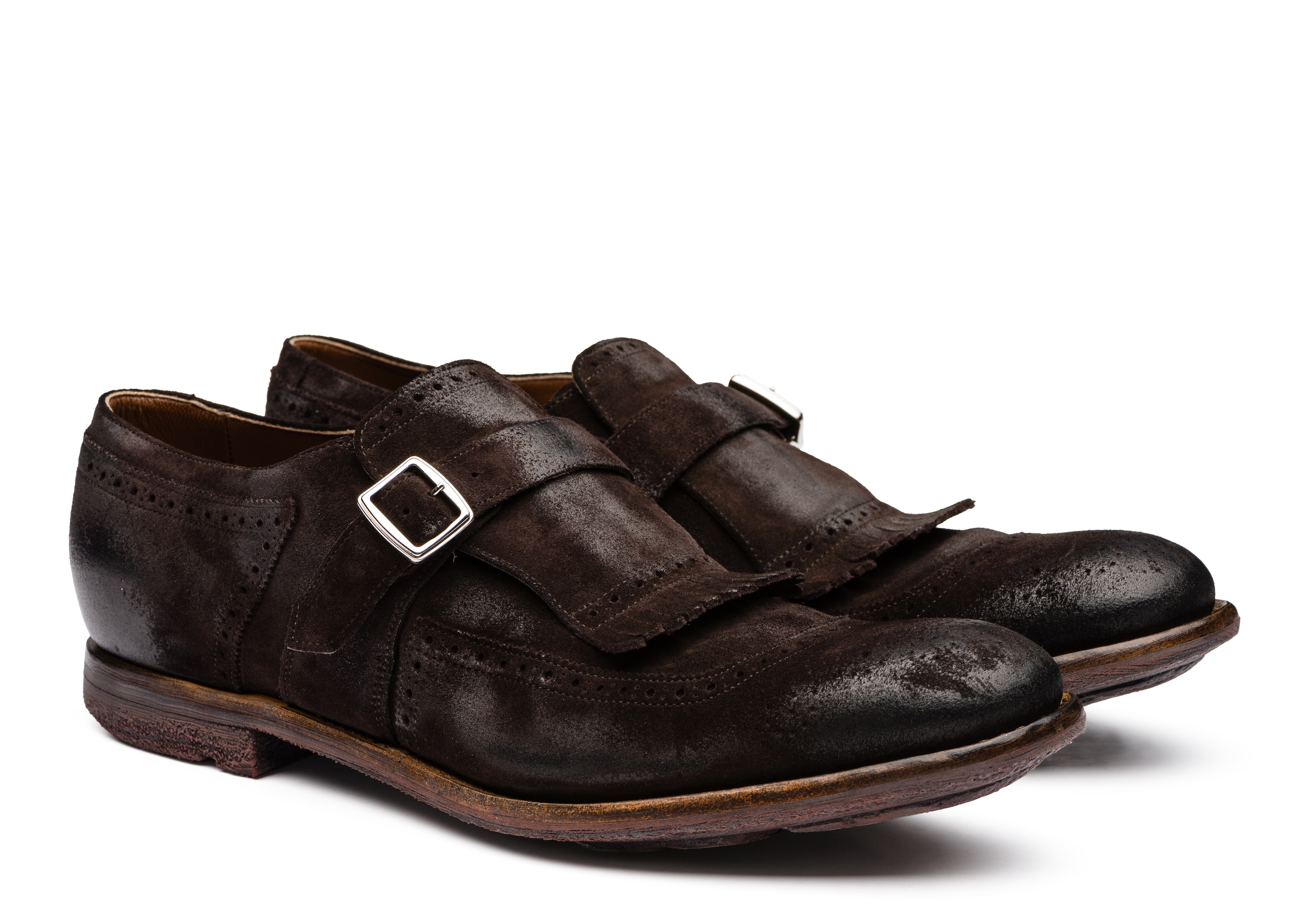 Shanghai Mocassino con Fibbia in Pelle Scamosciata Vintage Marrone |  Church's