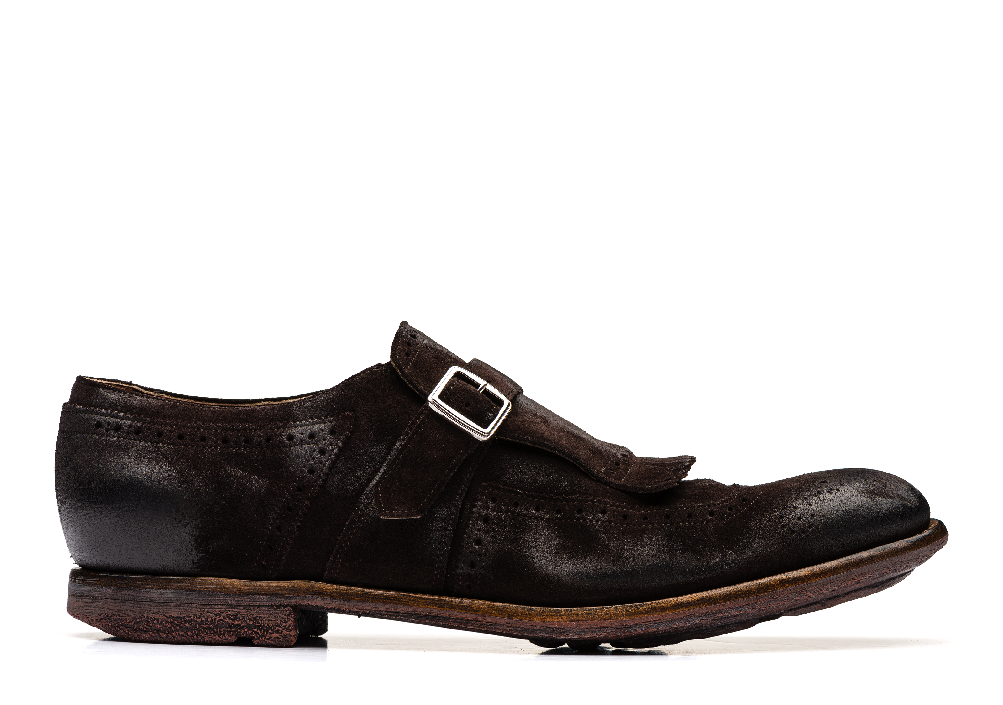 Shanghai Mocassino con Fibbia in Pelle Scamosciata Vintage Marrone |  Church's