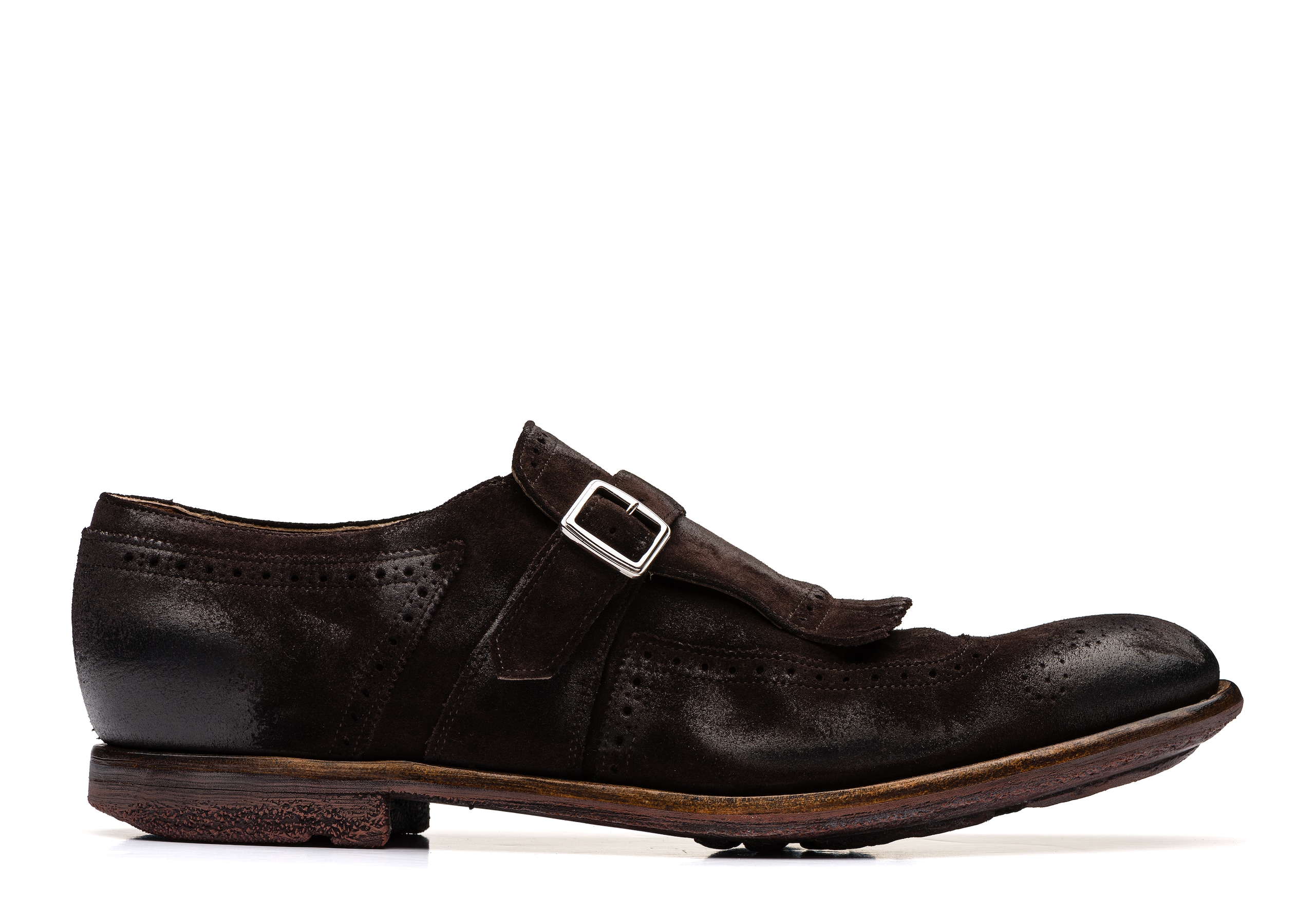 Shanghai Mocassino con Fibbia in Pelle Scamosciata Vintage Marrone |  Church's