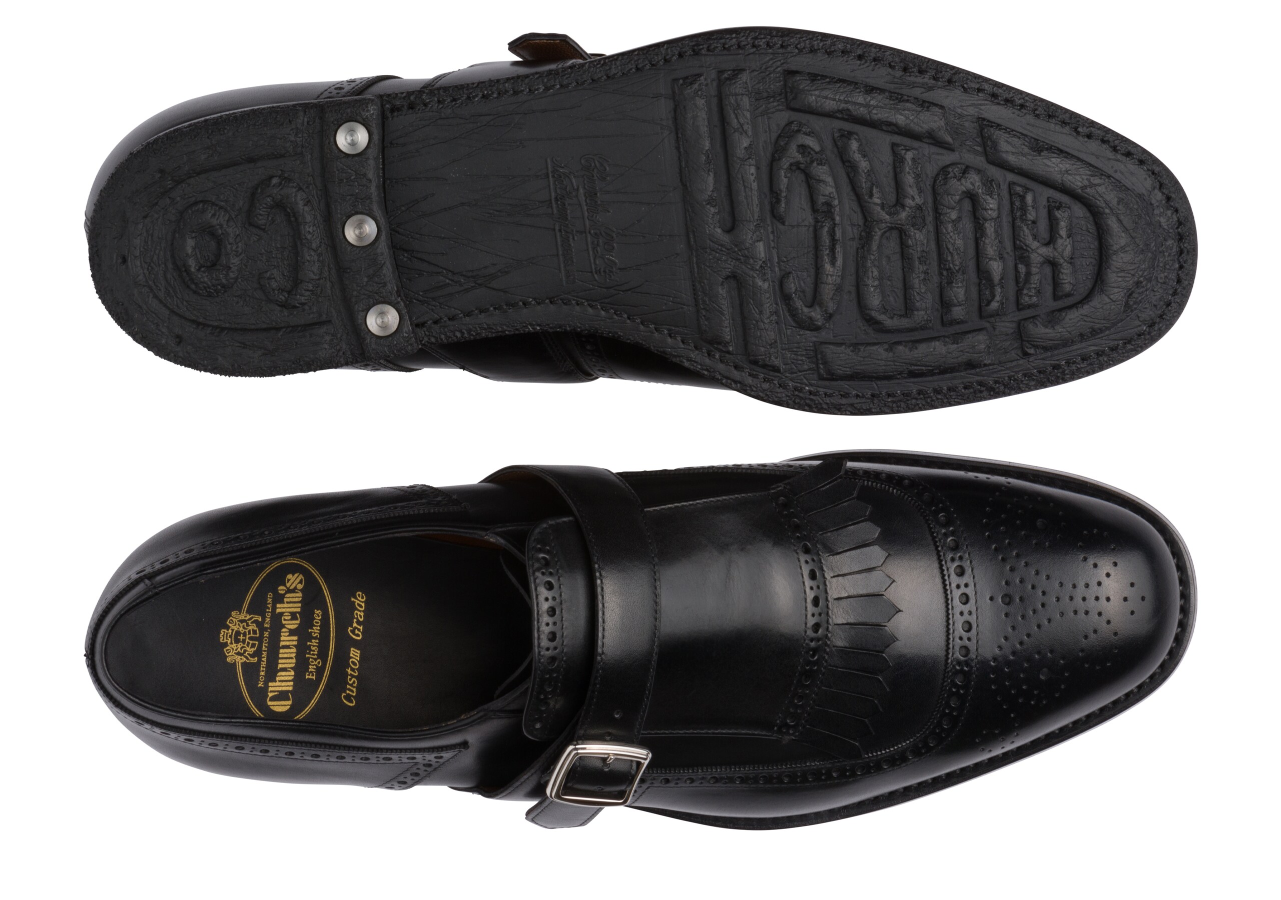 Shanghai Church's Chaussure à Boucle en Cuir de Veau Déco Noir
