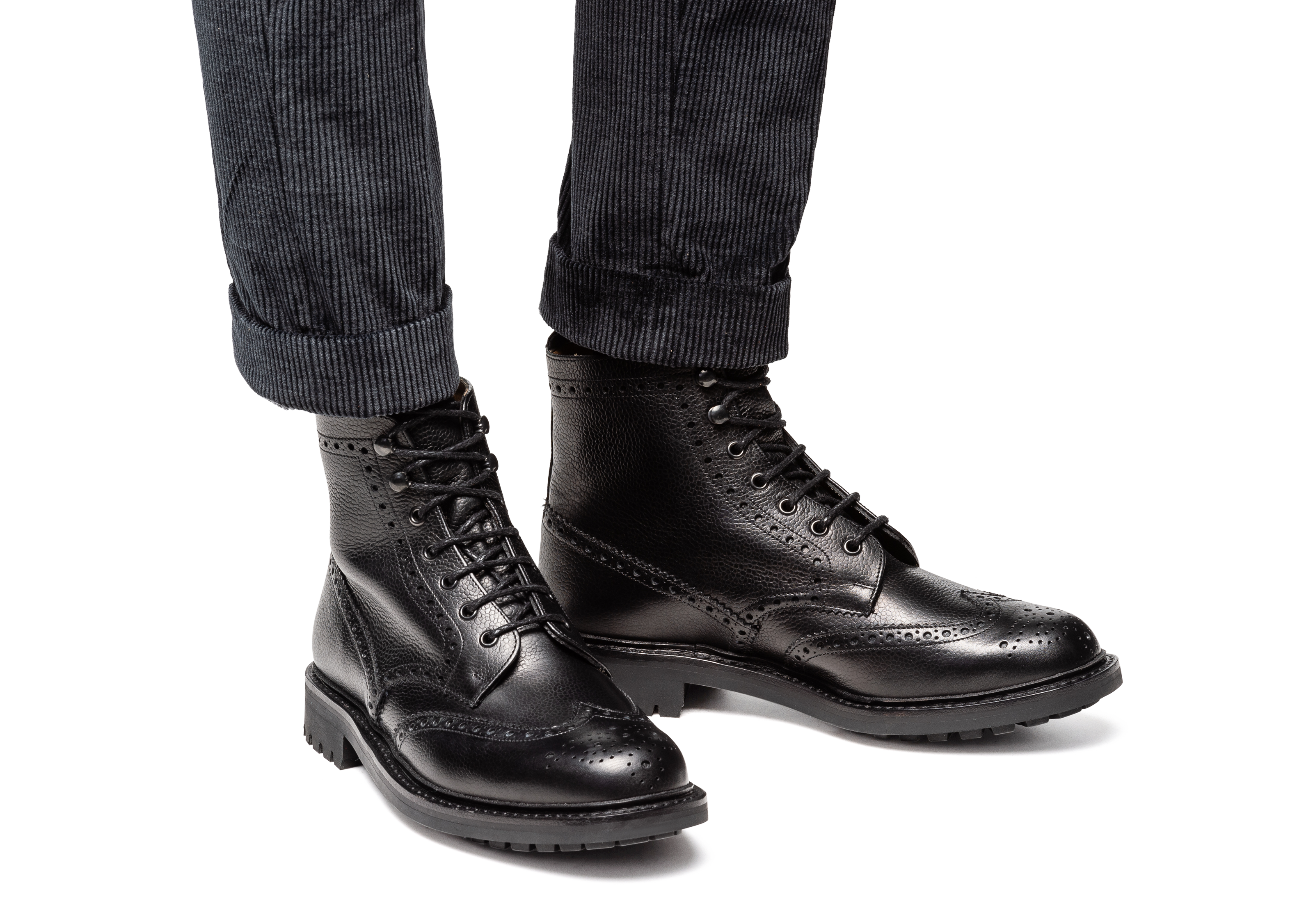 brogue black boots