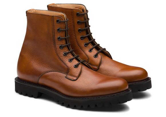 Church's true Bottes à Lacets en Cuir Grainé Lisse Souple Marron