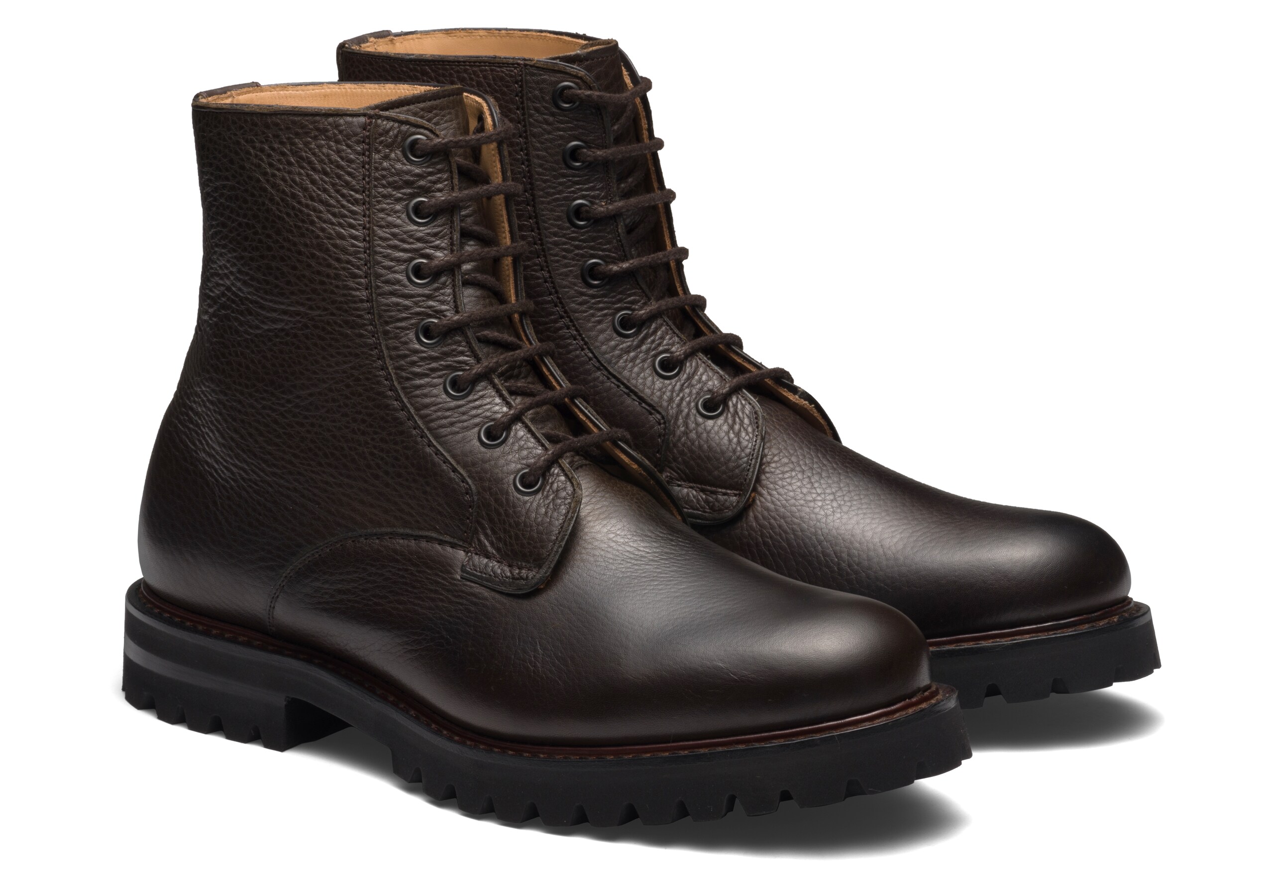 Coalport 2 Church's Bottes à Lacets en Cuir Grainé Lisse Souple Marron