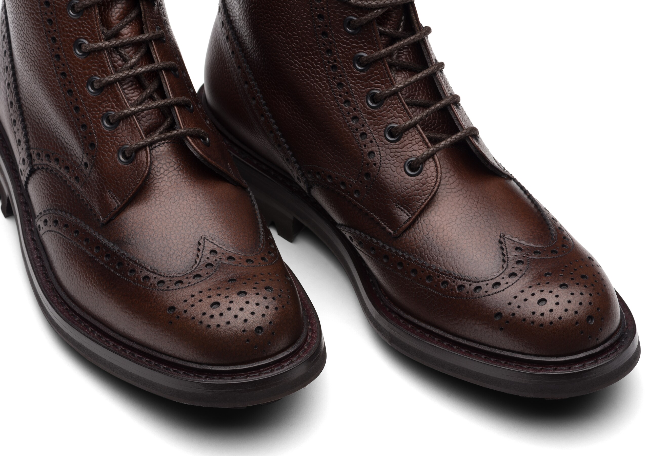 Stivale Brogue Stringato in Pelle Pieno Fiore Highland Marrone Uomo