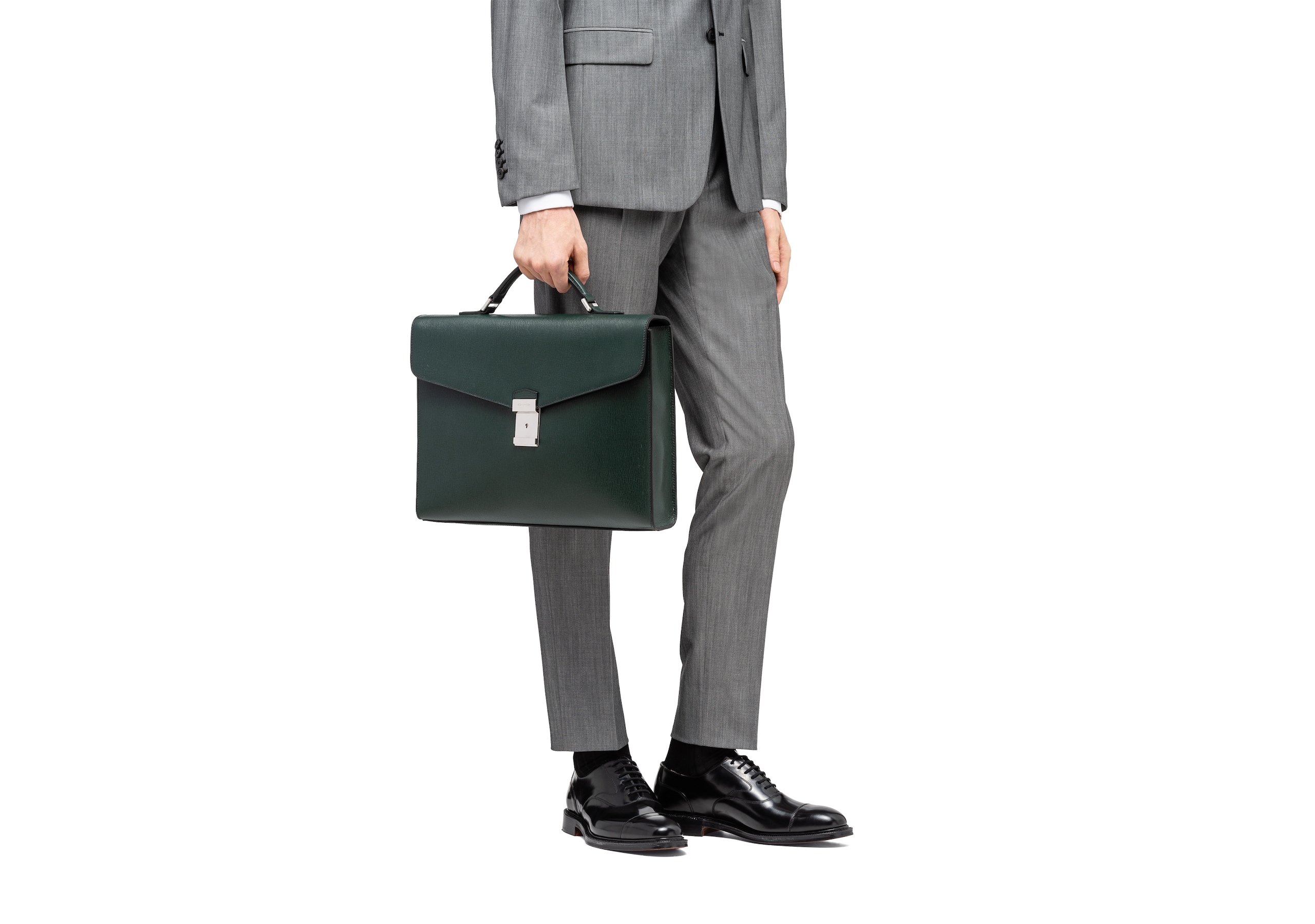 Warwick Church's St James Leather Briefcase Green