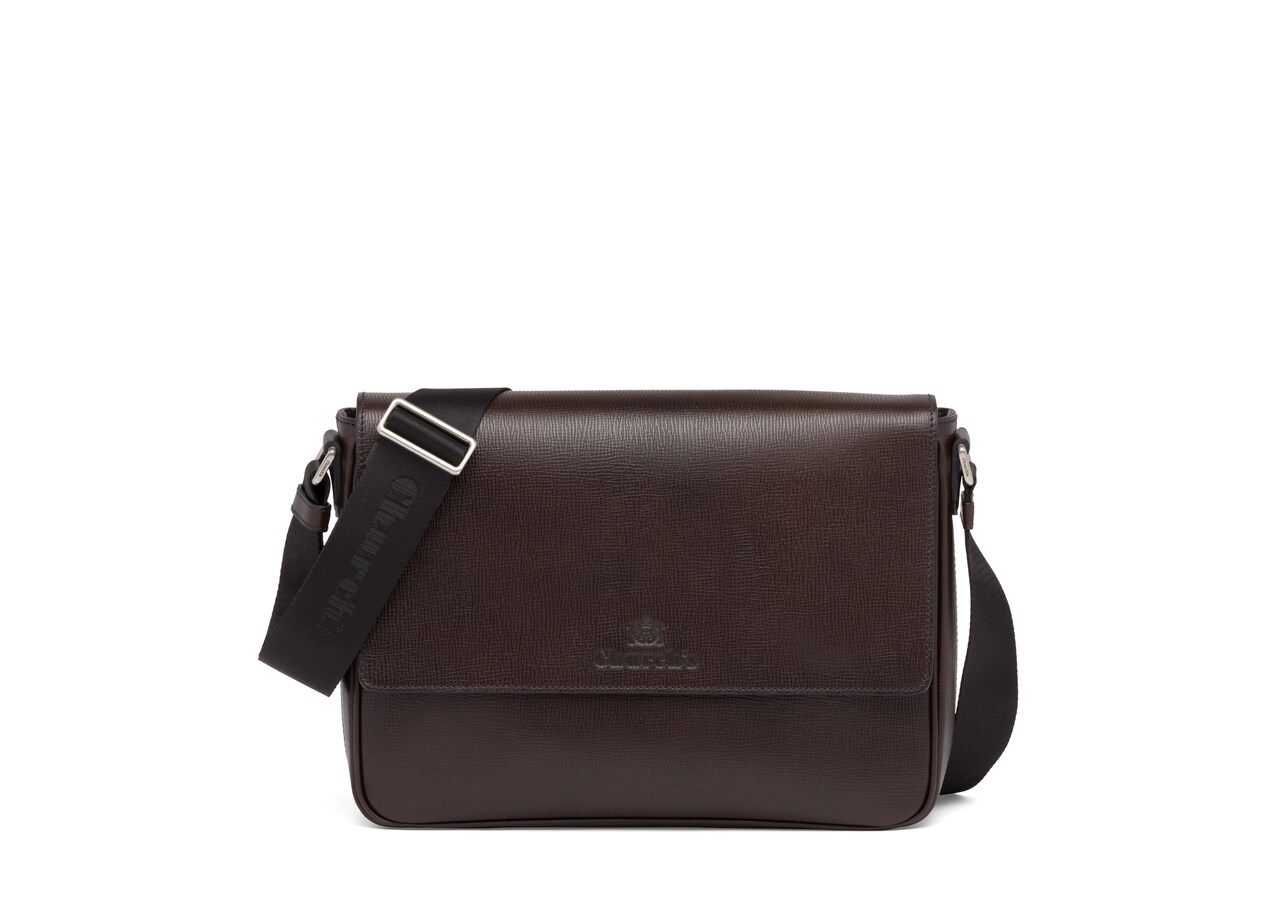 white leather messenger bag