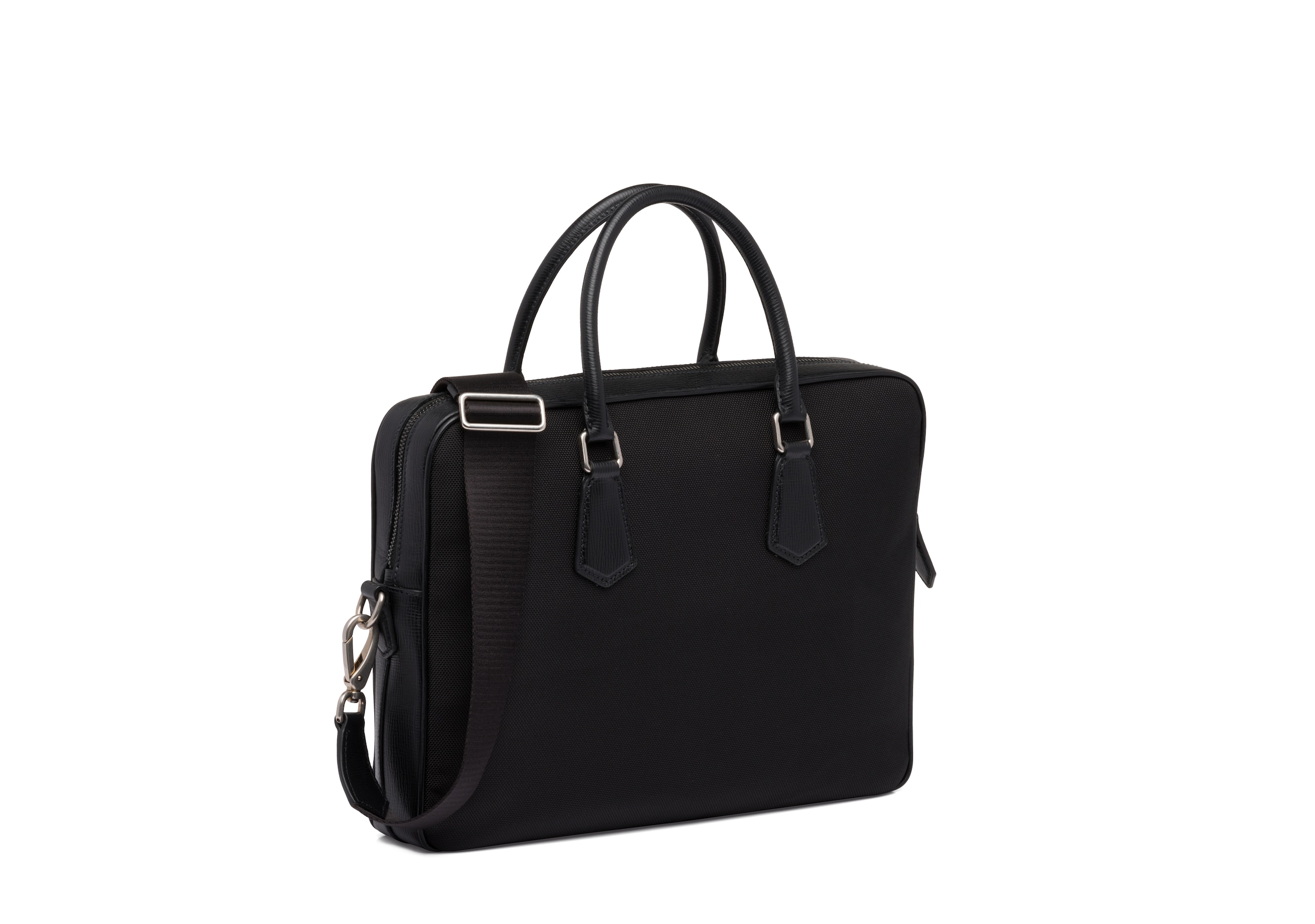 Craven Church's Sac pour ordinateur portable en tissu et cuir St. James Noir