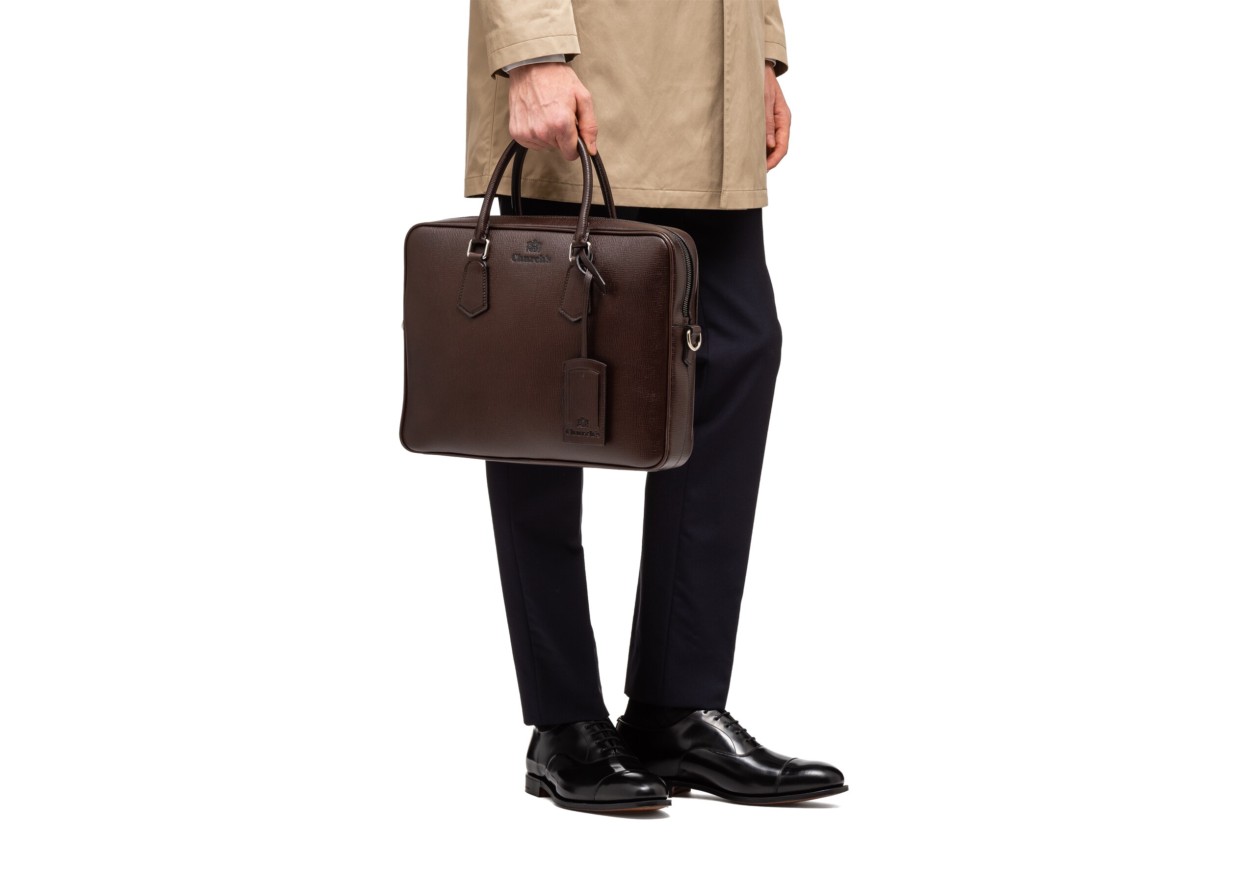 Craven Church's Borsa per laptop in pelle St. James Marrone
