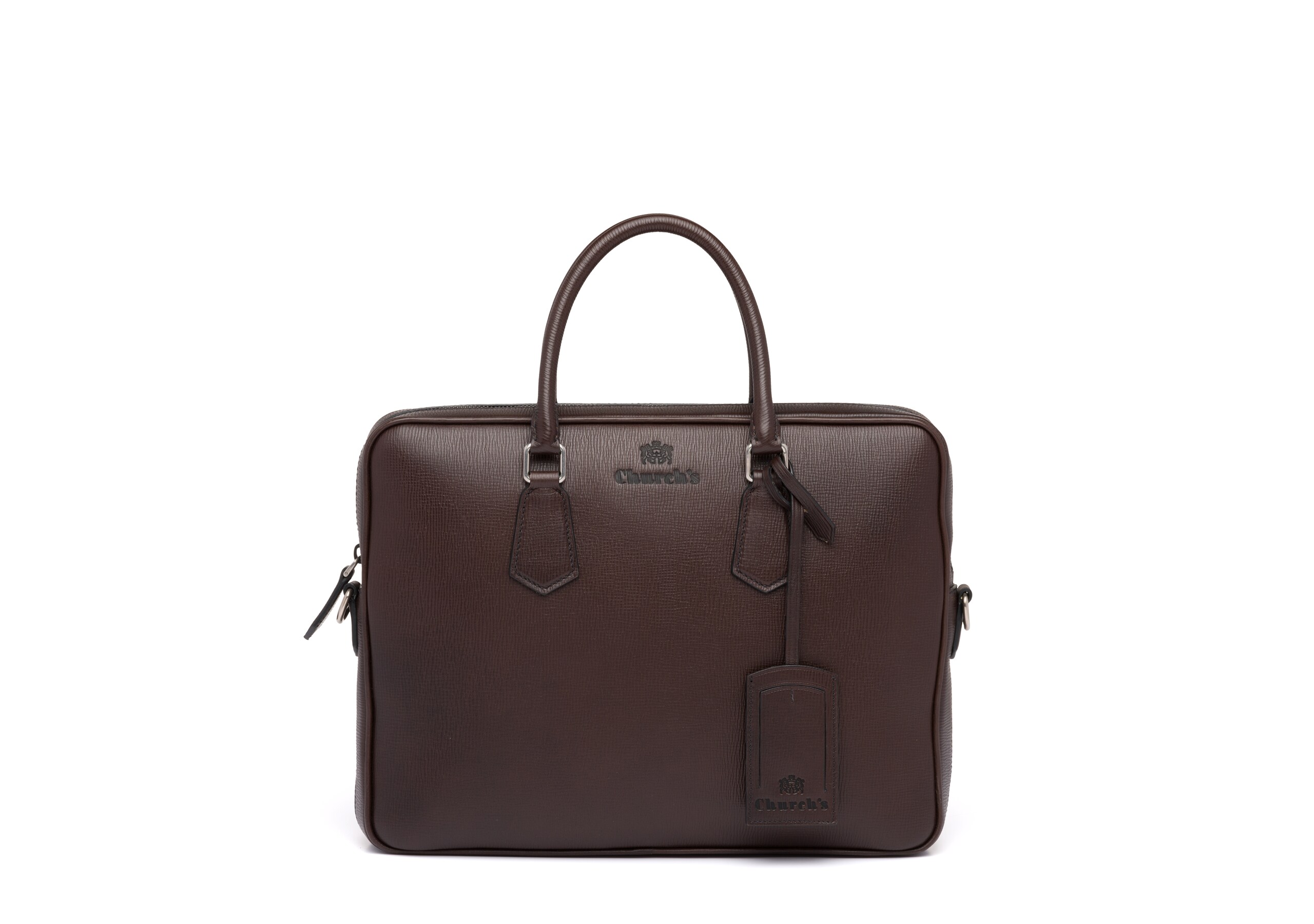 Craven Church's Borsa per laptop in pelle St. James Marrone