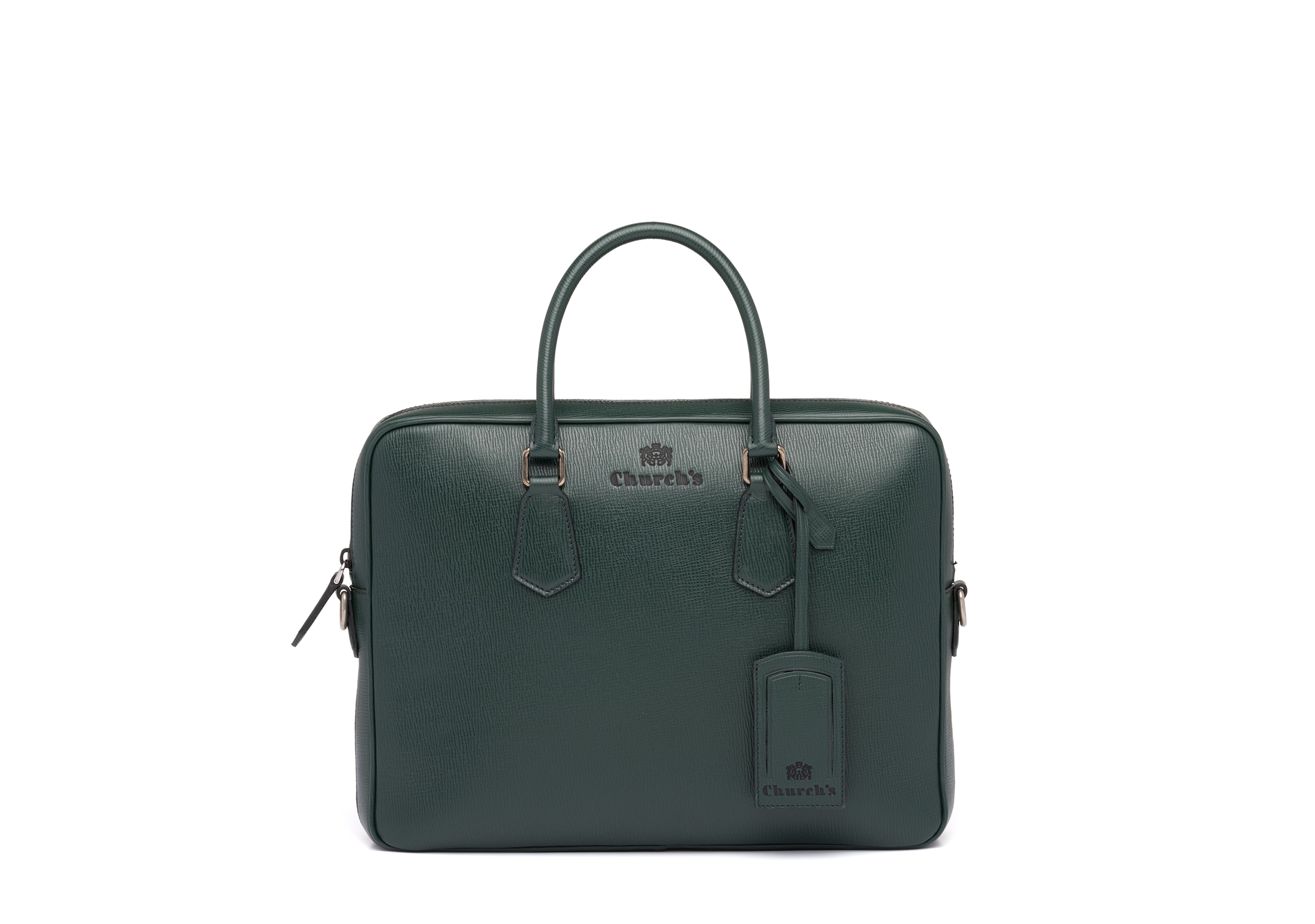 Craven Church's St James Leather Laptop Bag Green