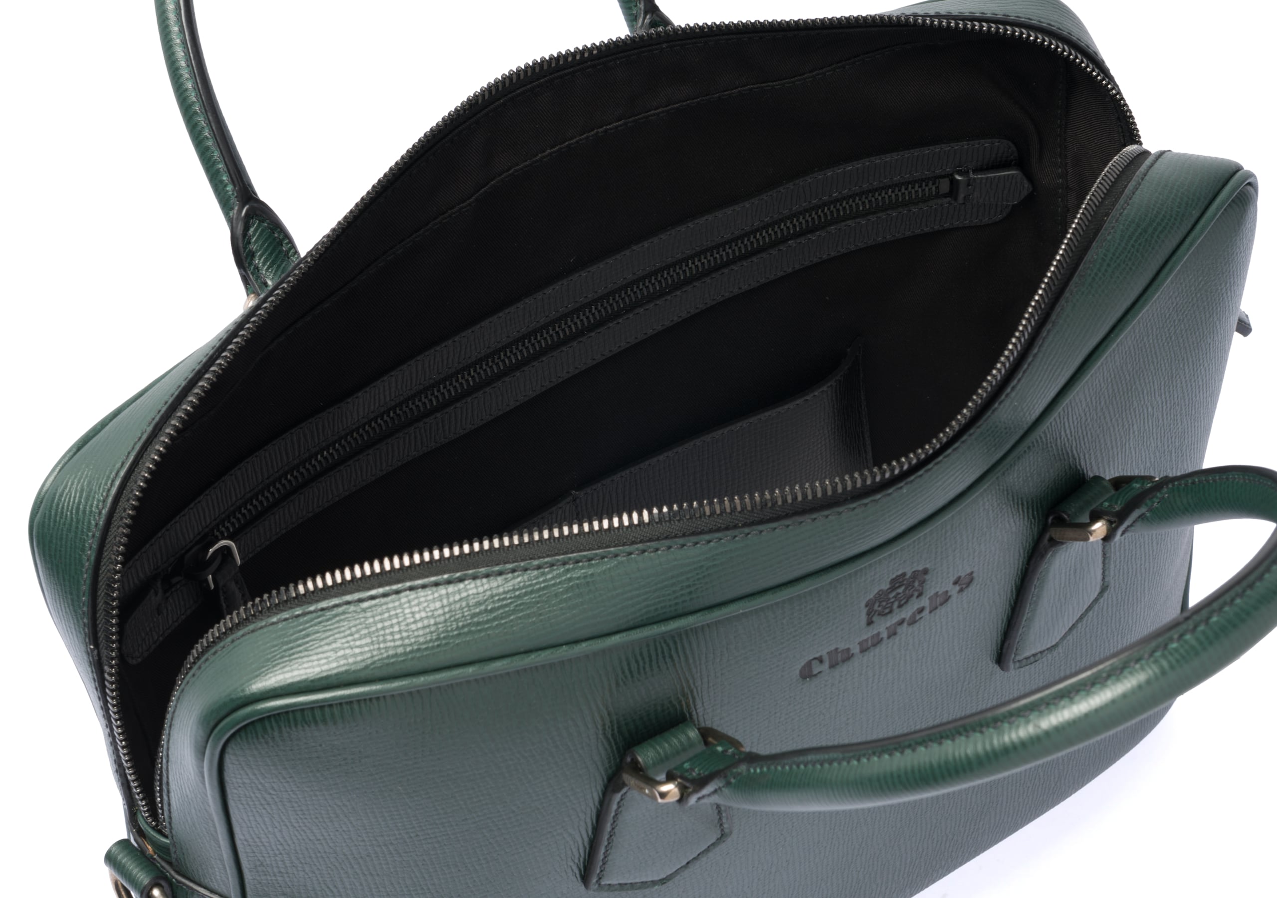 Craven Church's St James Leather Laptop Bag Green