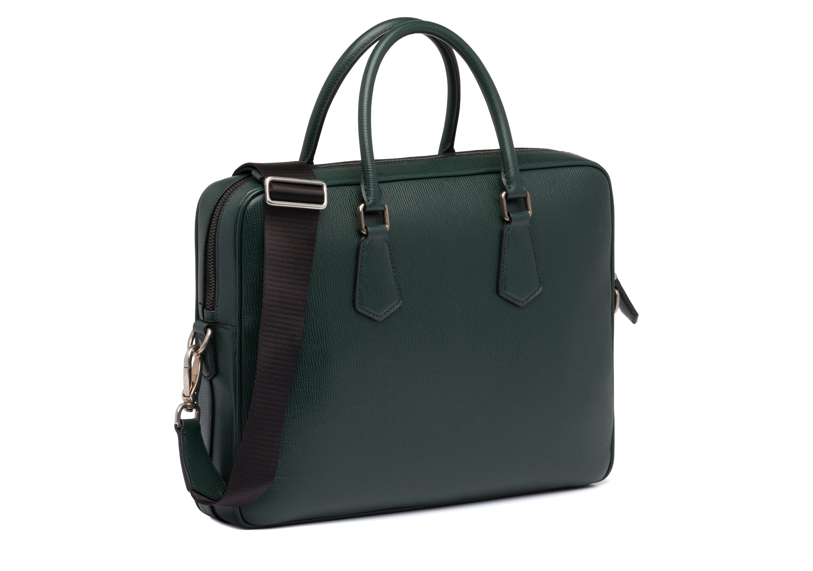 Green hot sale leather briefcase