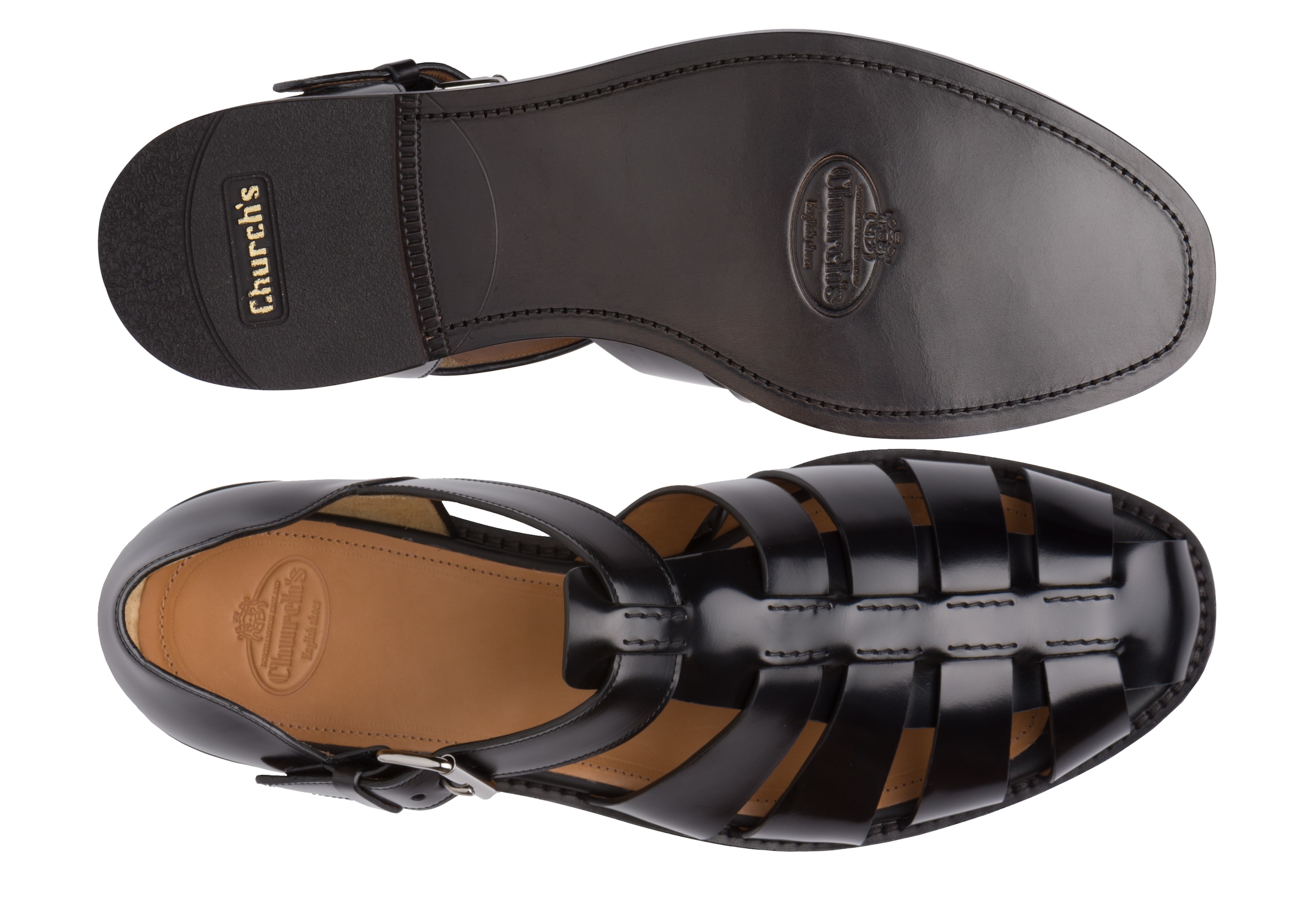 Fisherman Church's Sandale en cuir Bookbinder effet fumé Noir