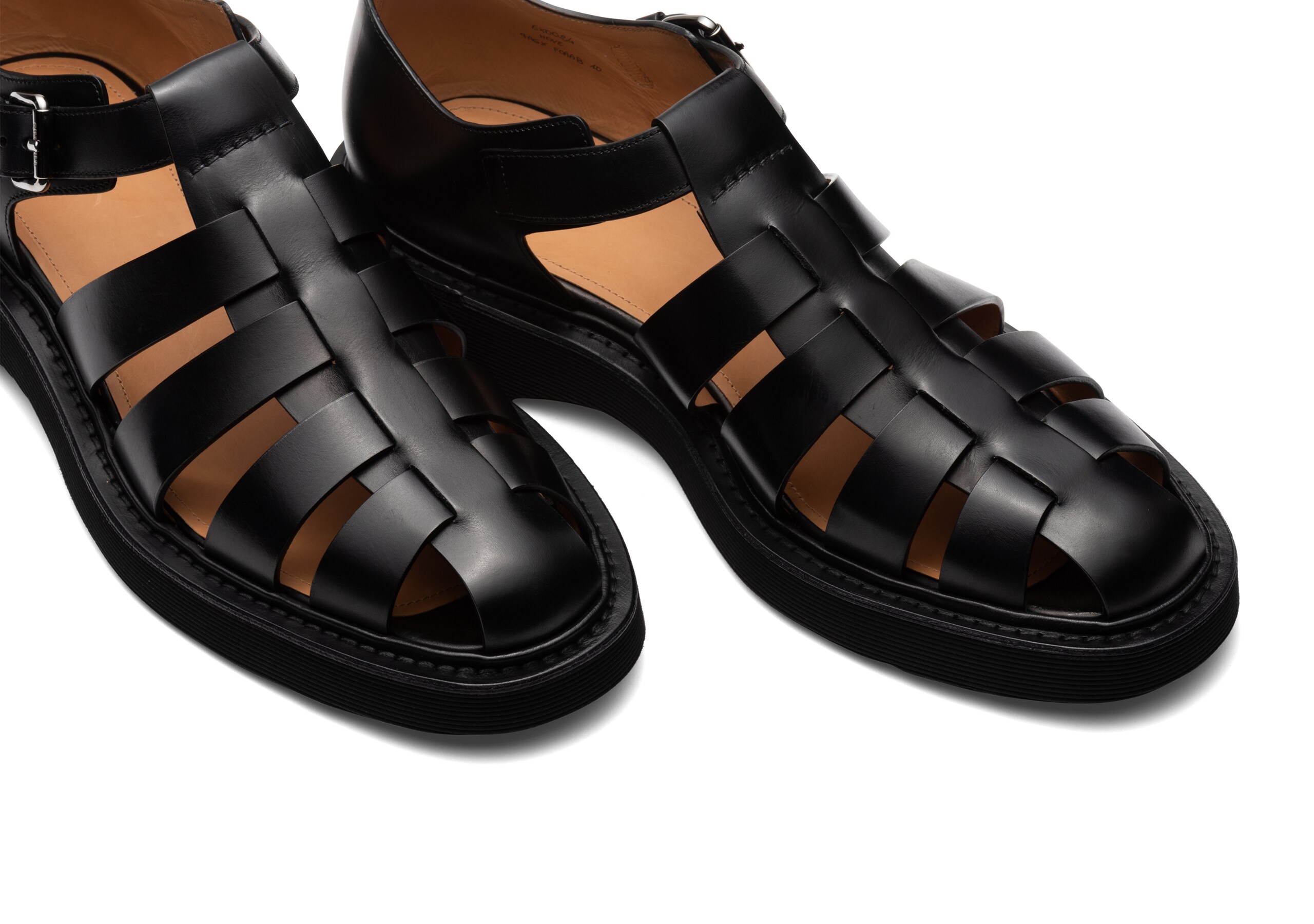 Hove Church's Sandale en Cuir de Veau Noir