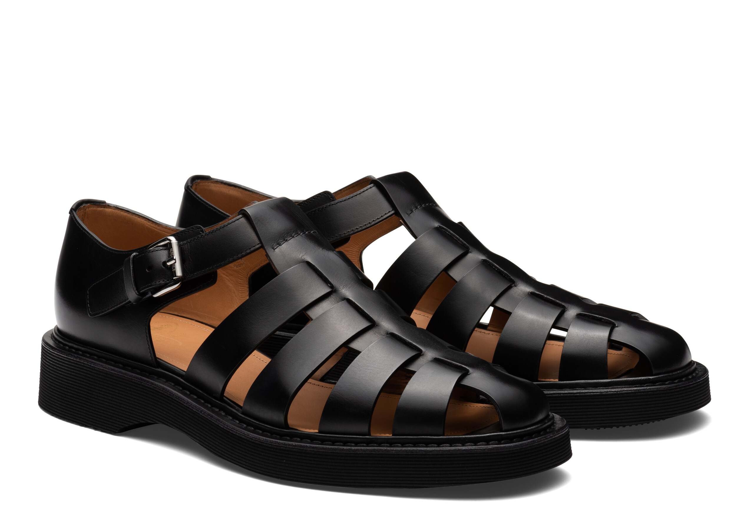 Hove Church's Sandale en Cuir de Veau Noir