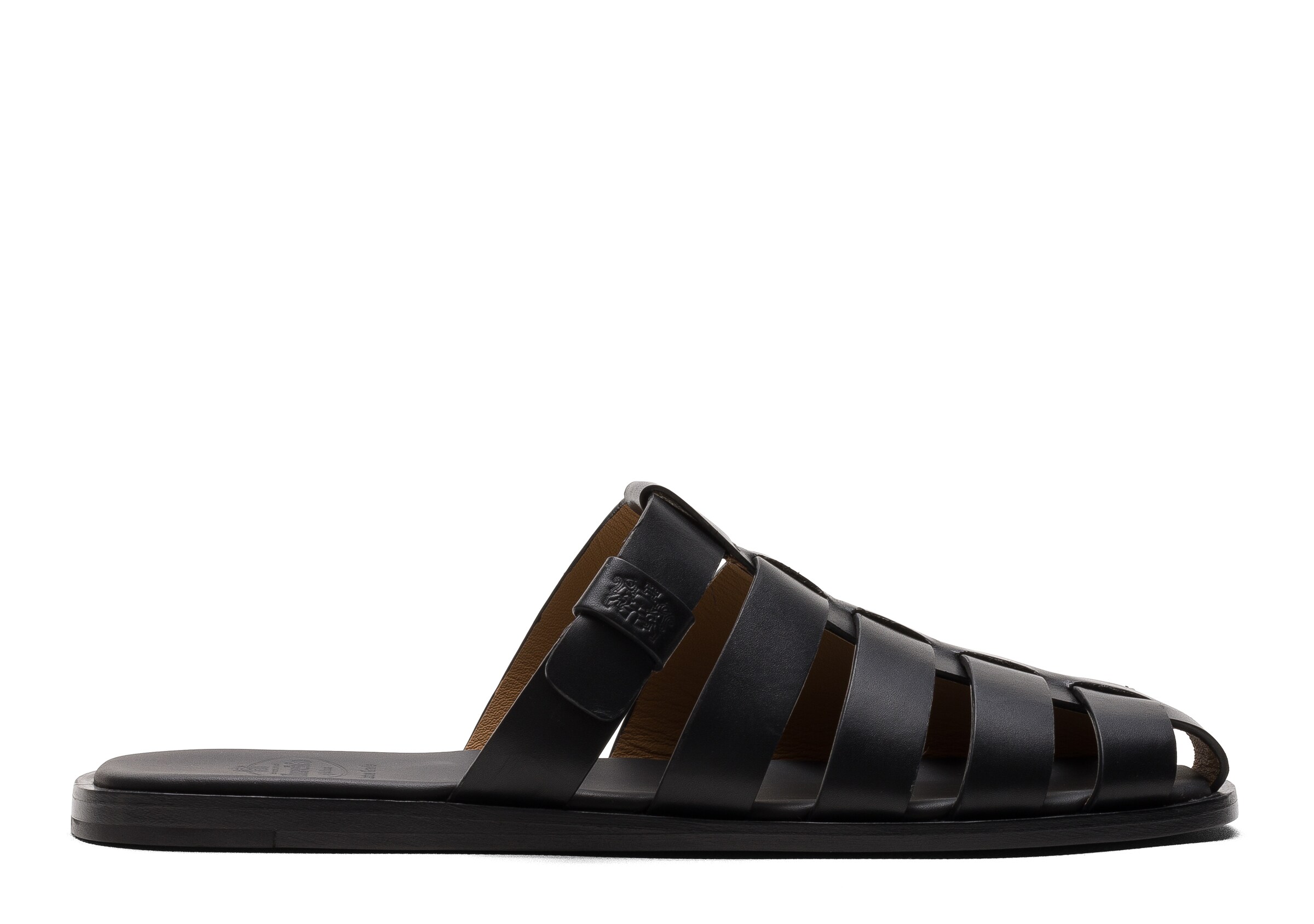 Church Calfskin Mule Sandal With Antique Finish, Man, Black, Size 12