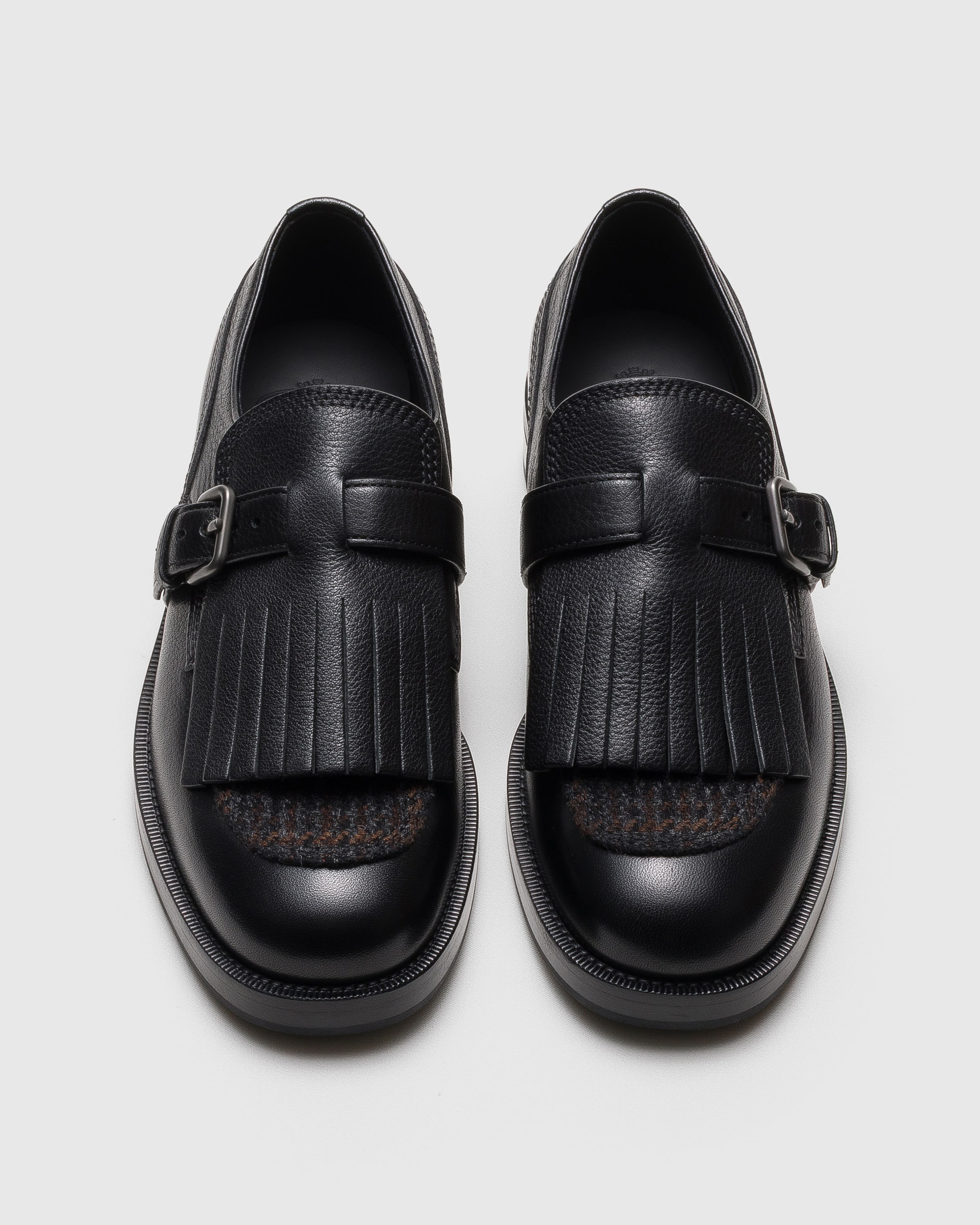 Black Soft Grain Leather Lace-up Monk Strap | Church