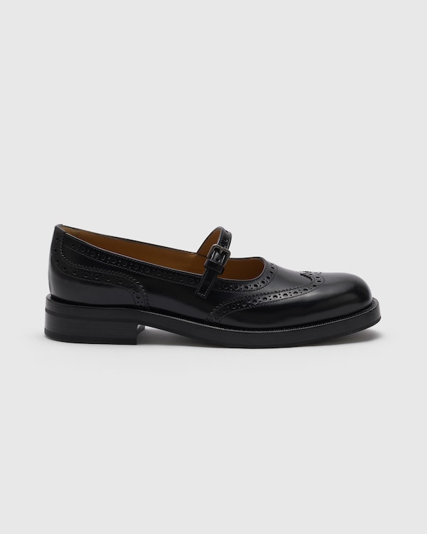 Mary Jane Oxford Brogue en cuir Fumé poli