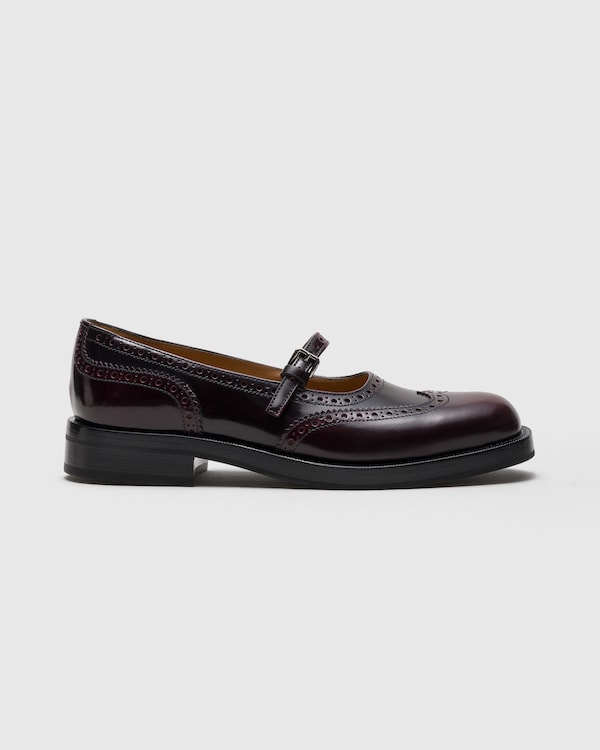 Mary Jane Oxford Brogue en cuir Fumé poli