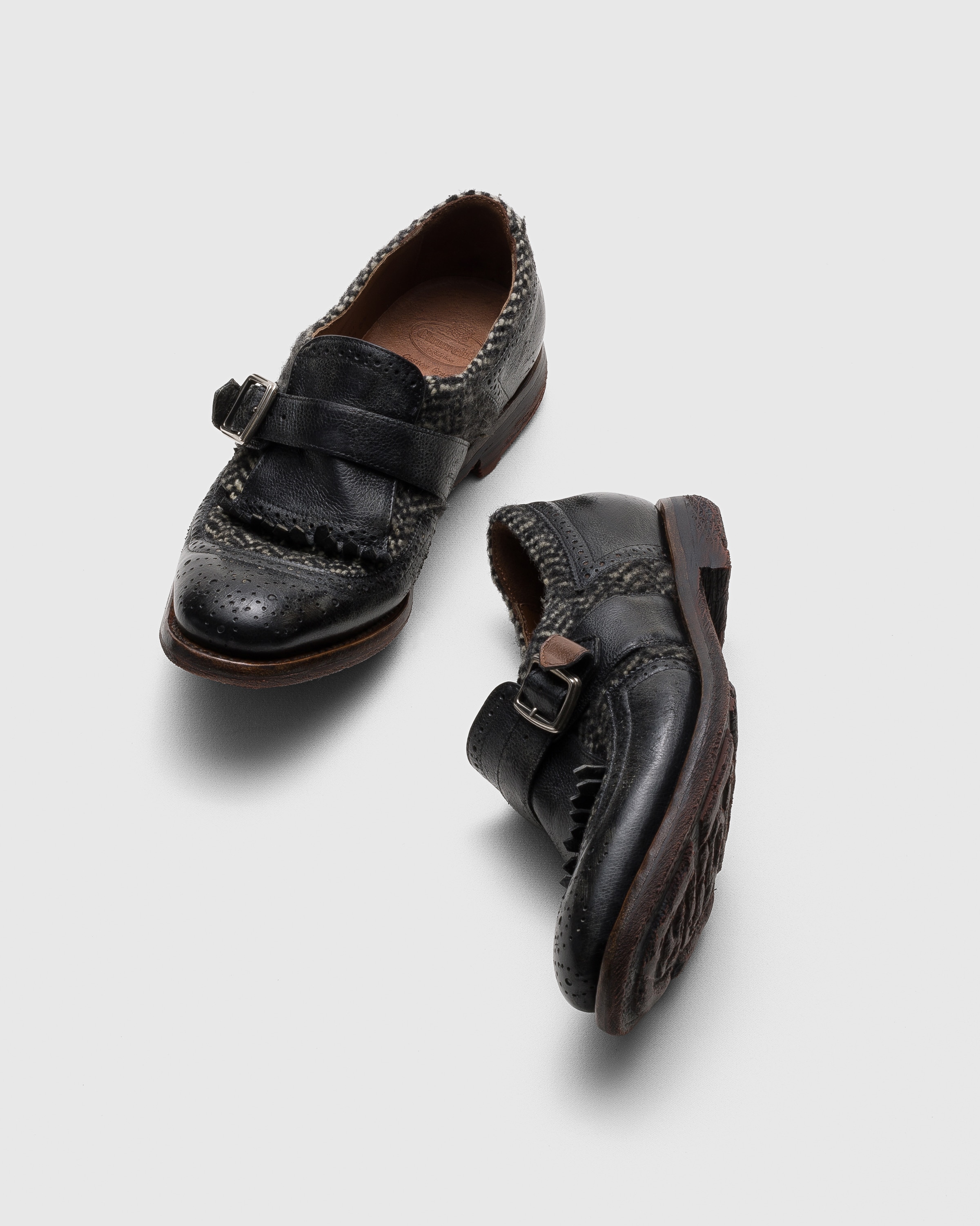 Black Antiqued Leather and Wool Monk Strap | Church's