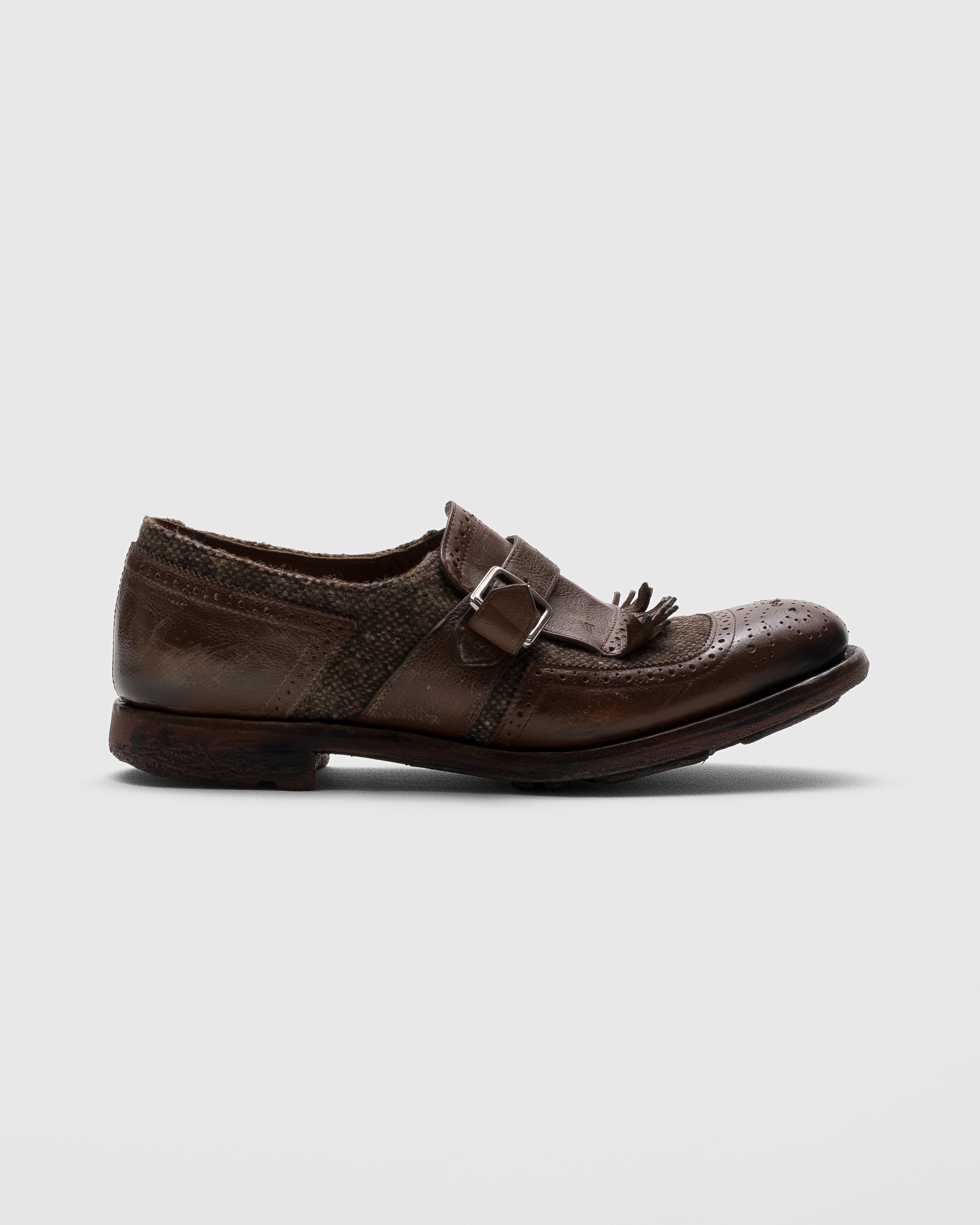 Walnut Antiqued Leather and Wool Monk Strap | Church's