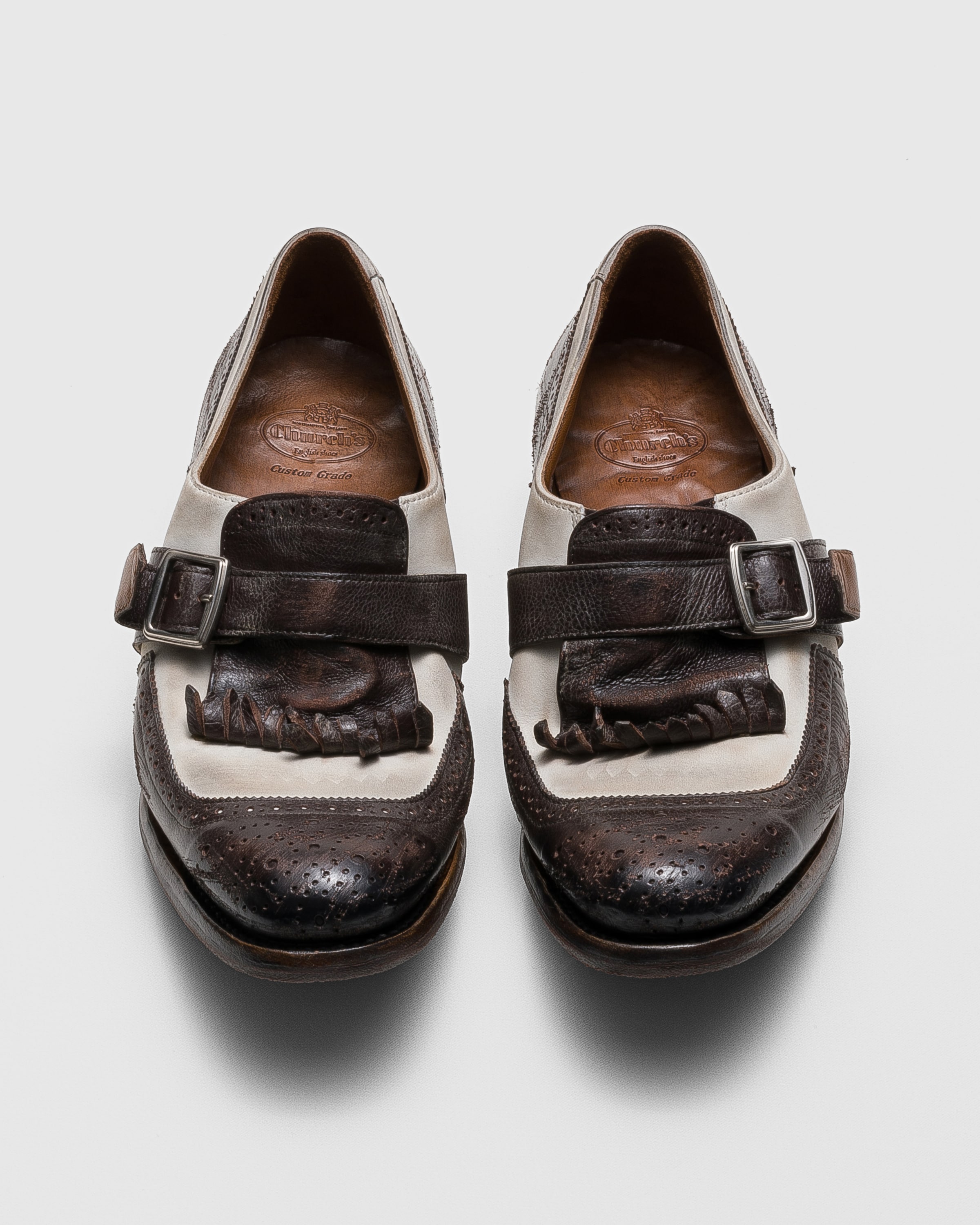 Ebony/White Glacé calf and Nubuck Monk Strap | Church's