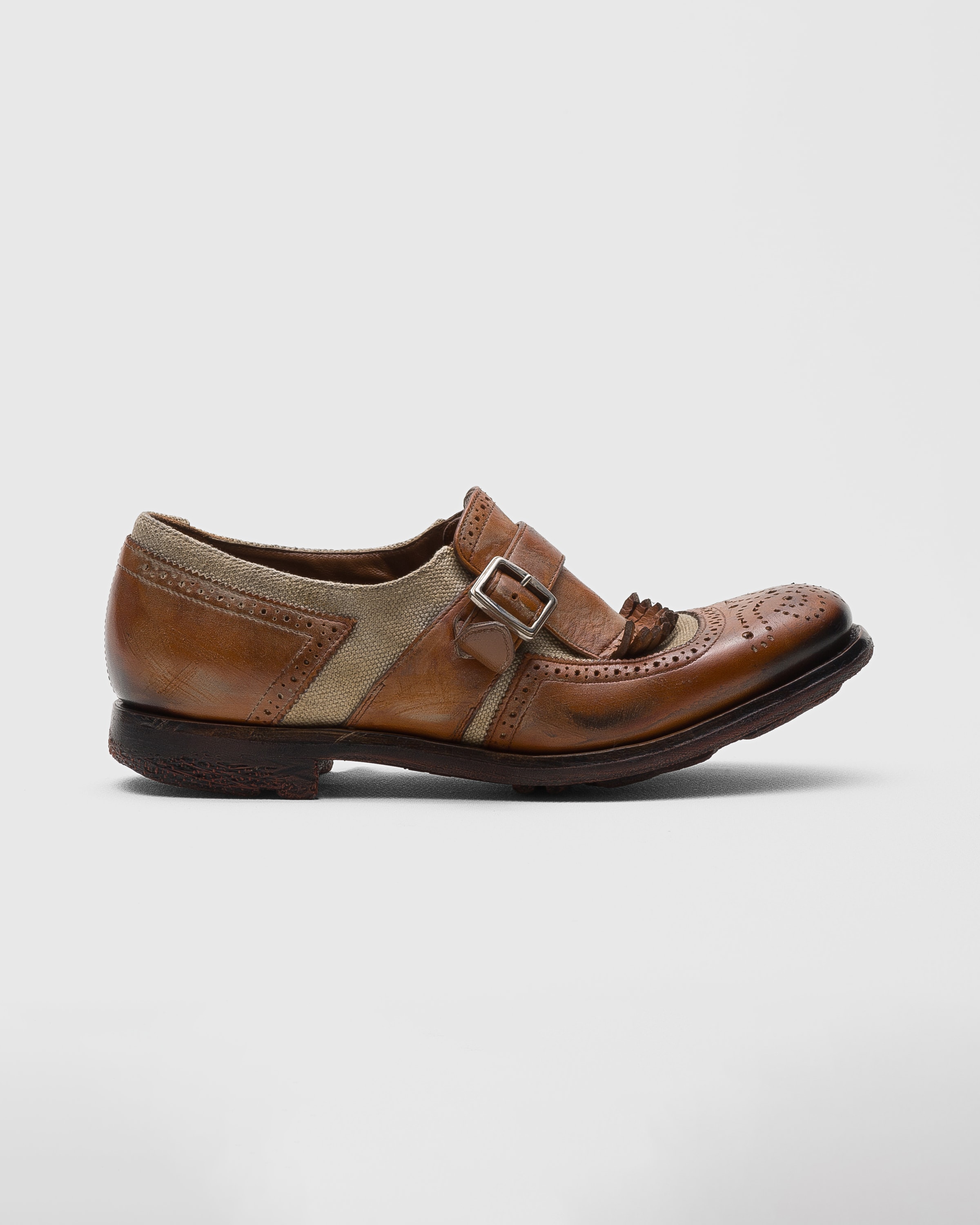 Monk Straps in calfskin and fabric
