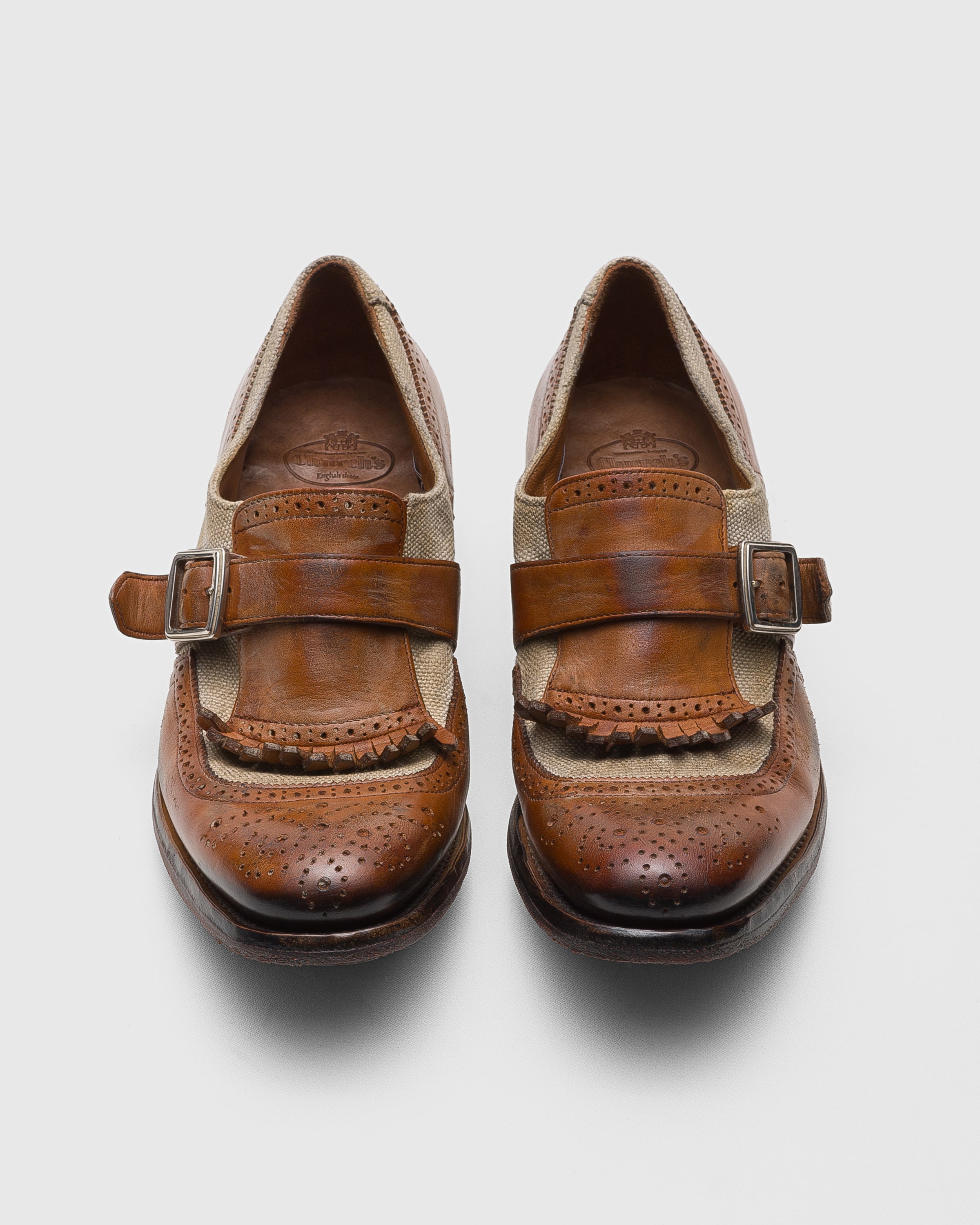 Brandy/Ecru Monk Straps in calfskin and fabric | Church's