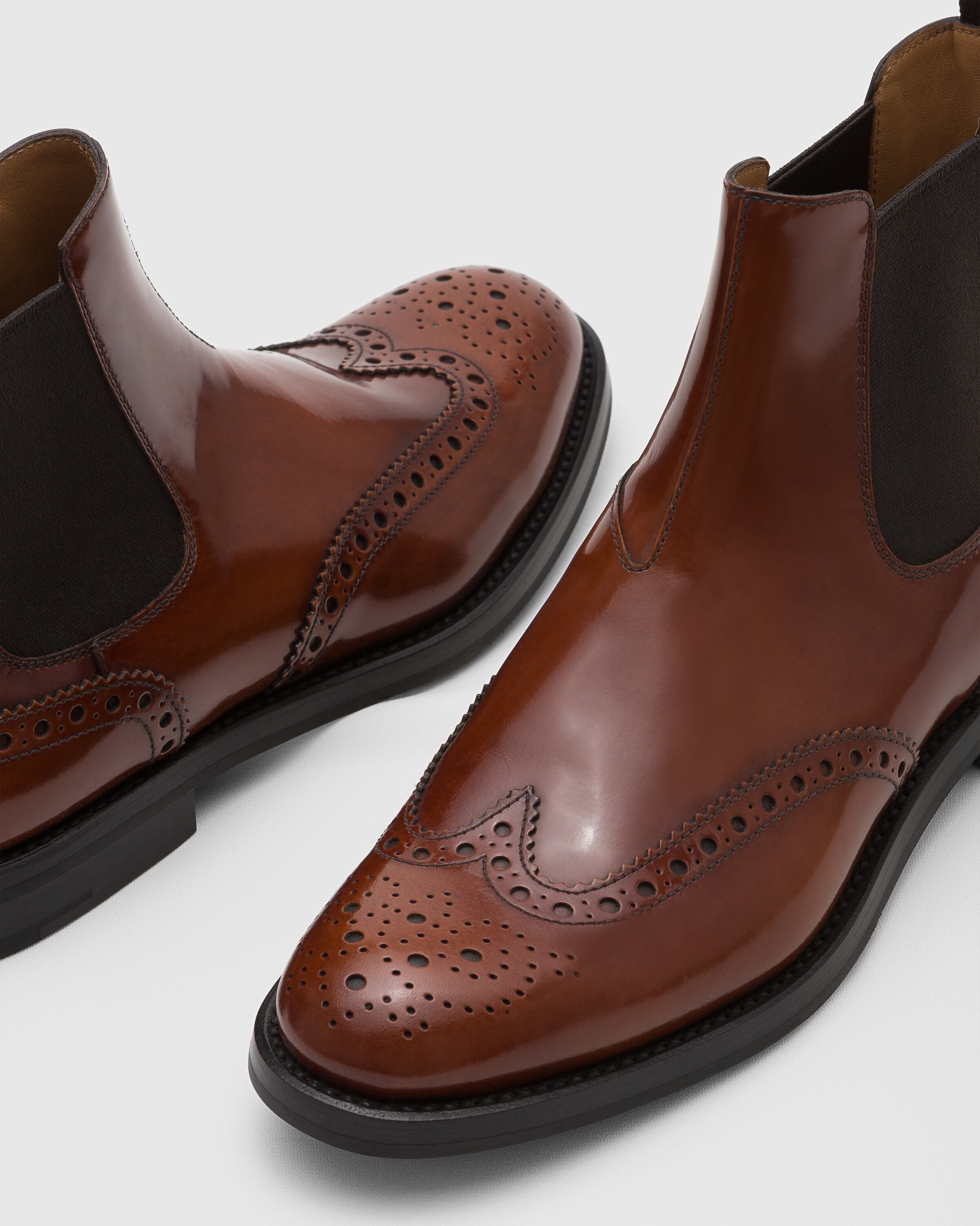 Tabac Polished Fume Brogue Chelsea Boot Church s