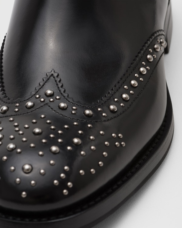 Polished Binder Chelsea Boot with Studs Black