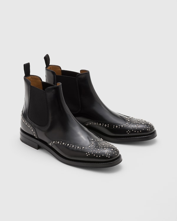 Polished Binder Chelsea Boot with Studs Black
