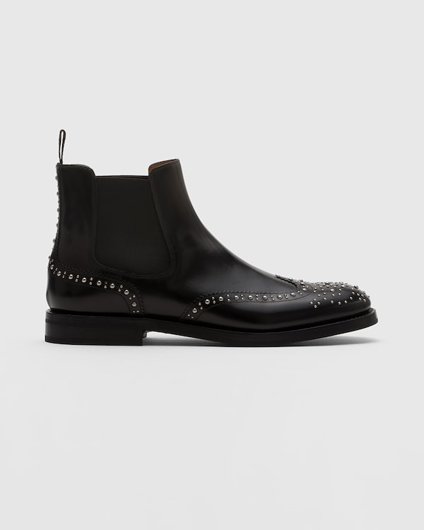 Polished Binder Chelsea Boot with Studs Black