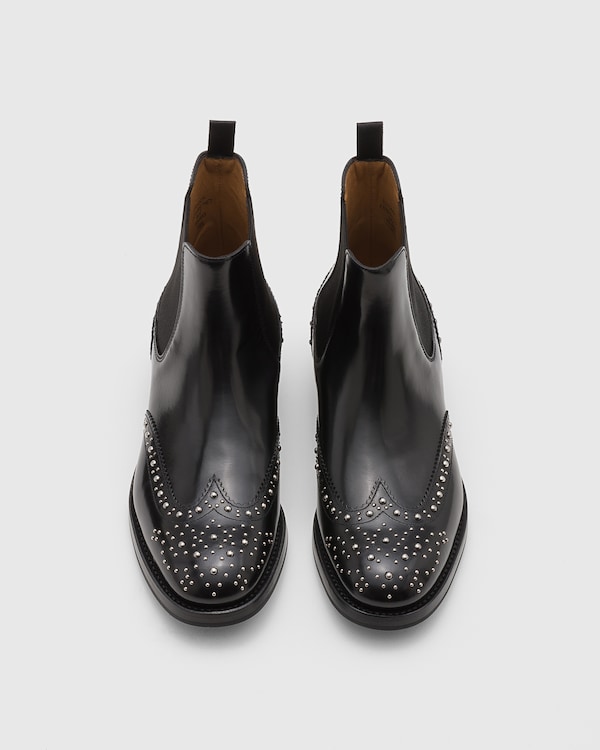 Polished Binder Chelsea Boot with Studs Black