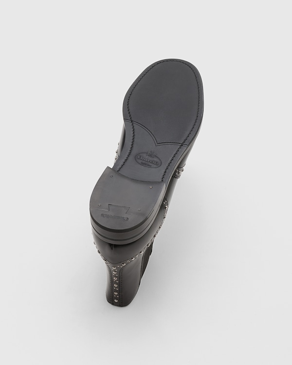 Polished Binder Chelsea Boot with Studs Black