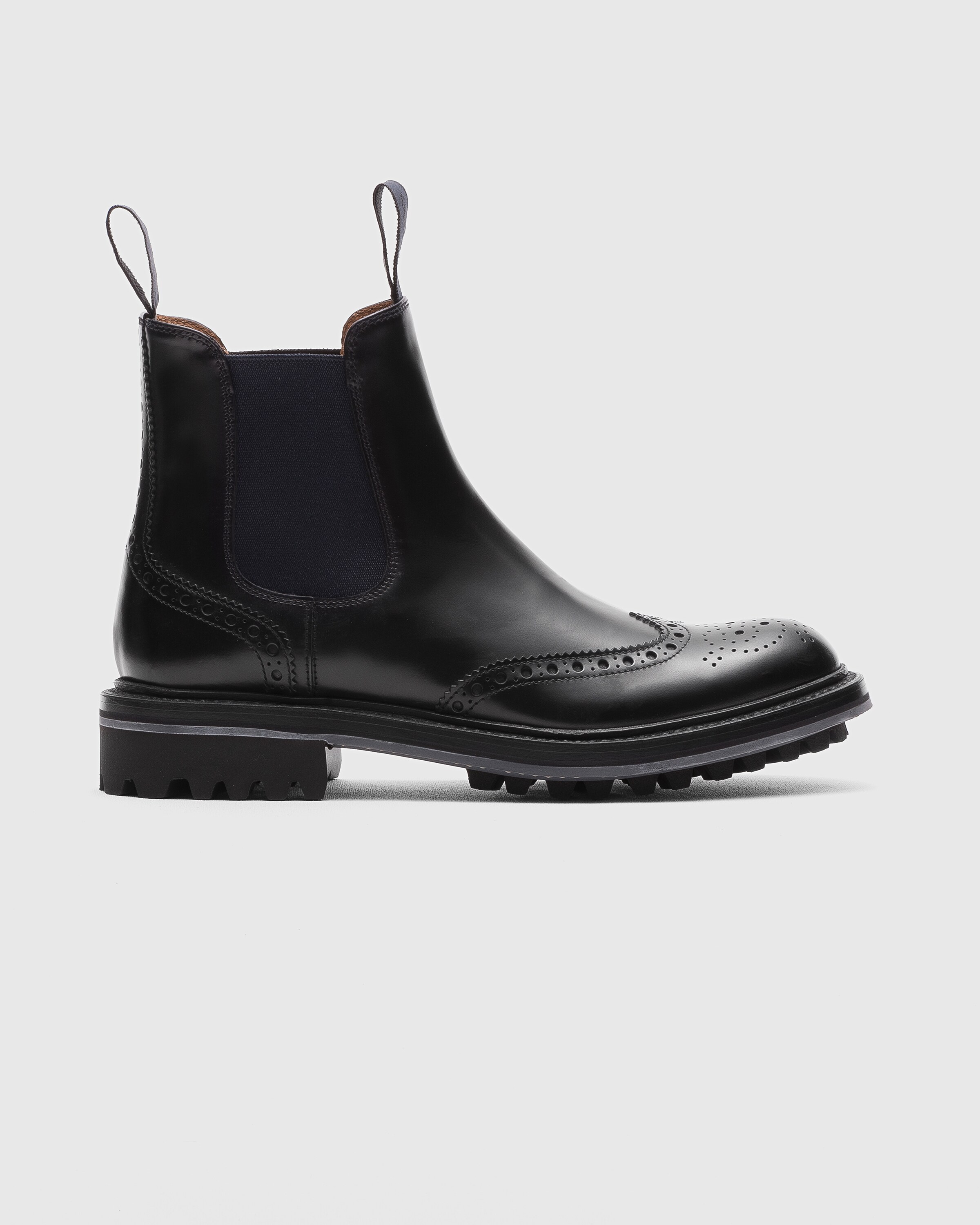 Bottines Chelsea Brogue Polished Binder Noir Bleu Church s