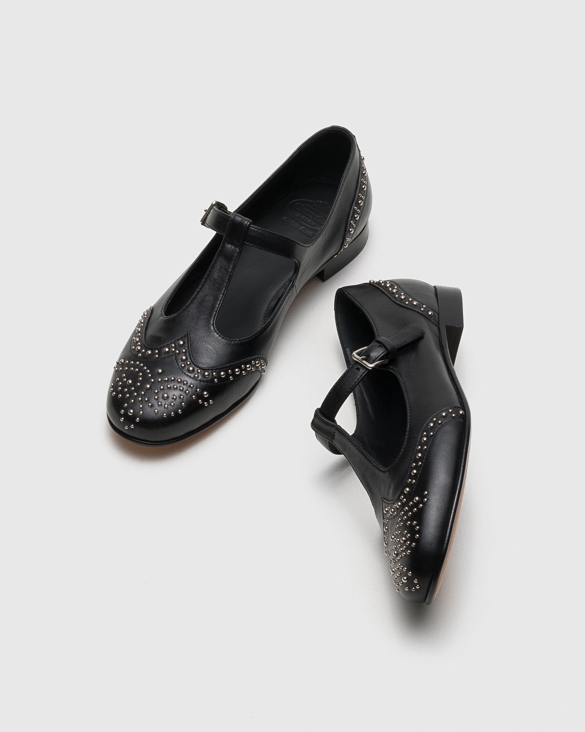 Black Nappa Mary Jane Ballet Flat with Studs | Church's