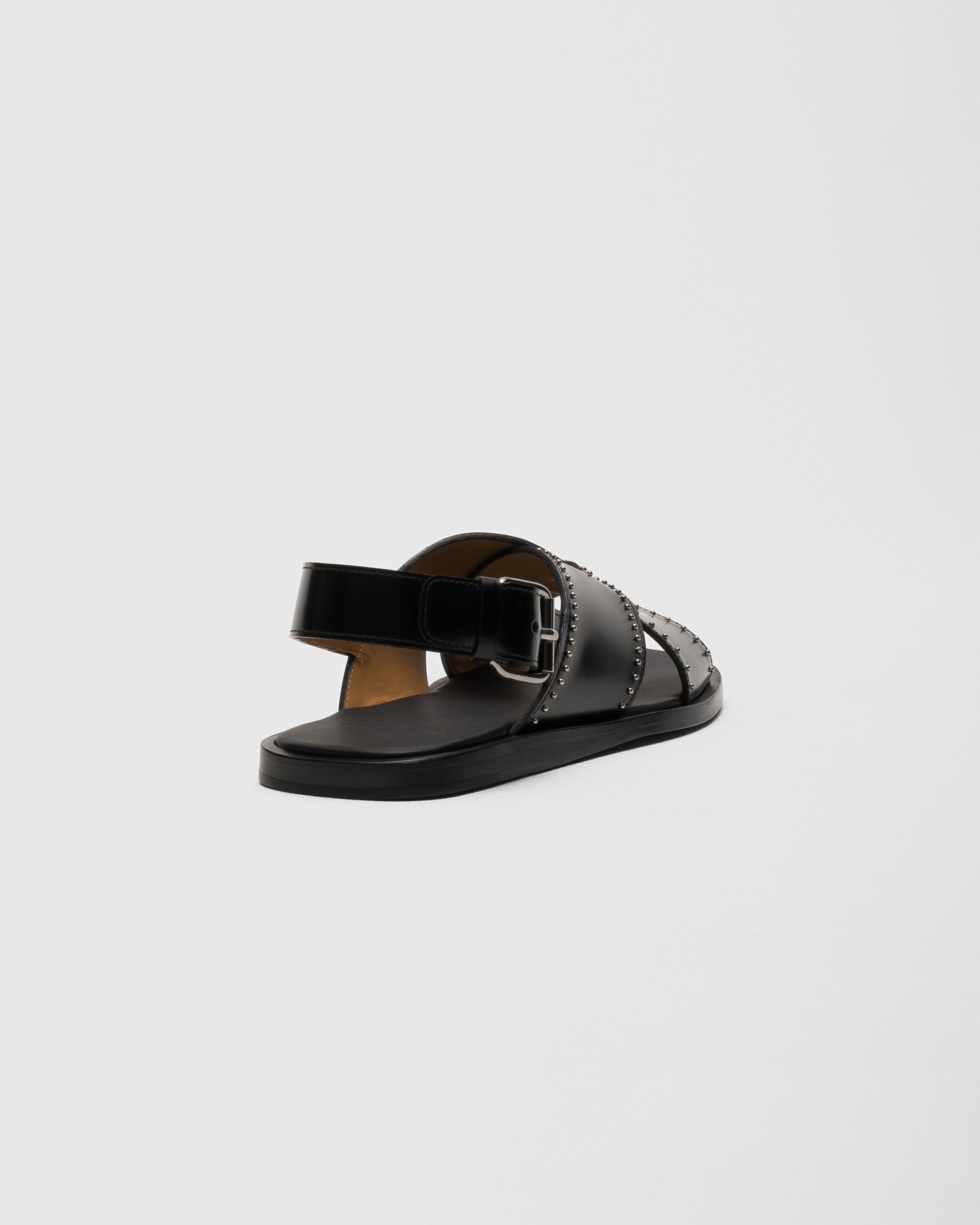 サンダル・ミュール Church'S Black Leather Oksana Sandals Black Leather Crisscross Sandal with Studs | Church's