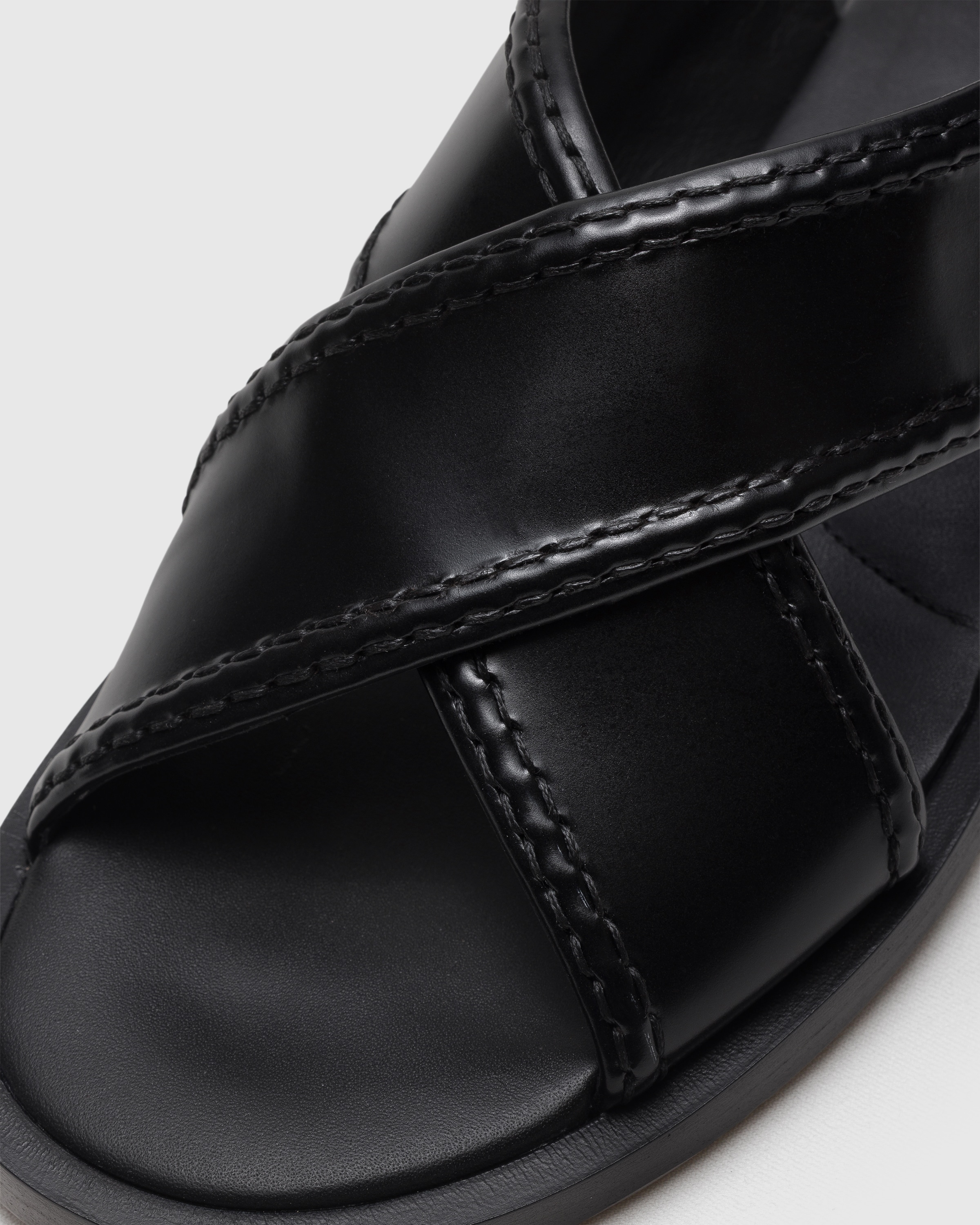 Black Polished Fumé Leather Criss Cross Sandal | Church's