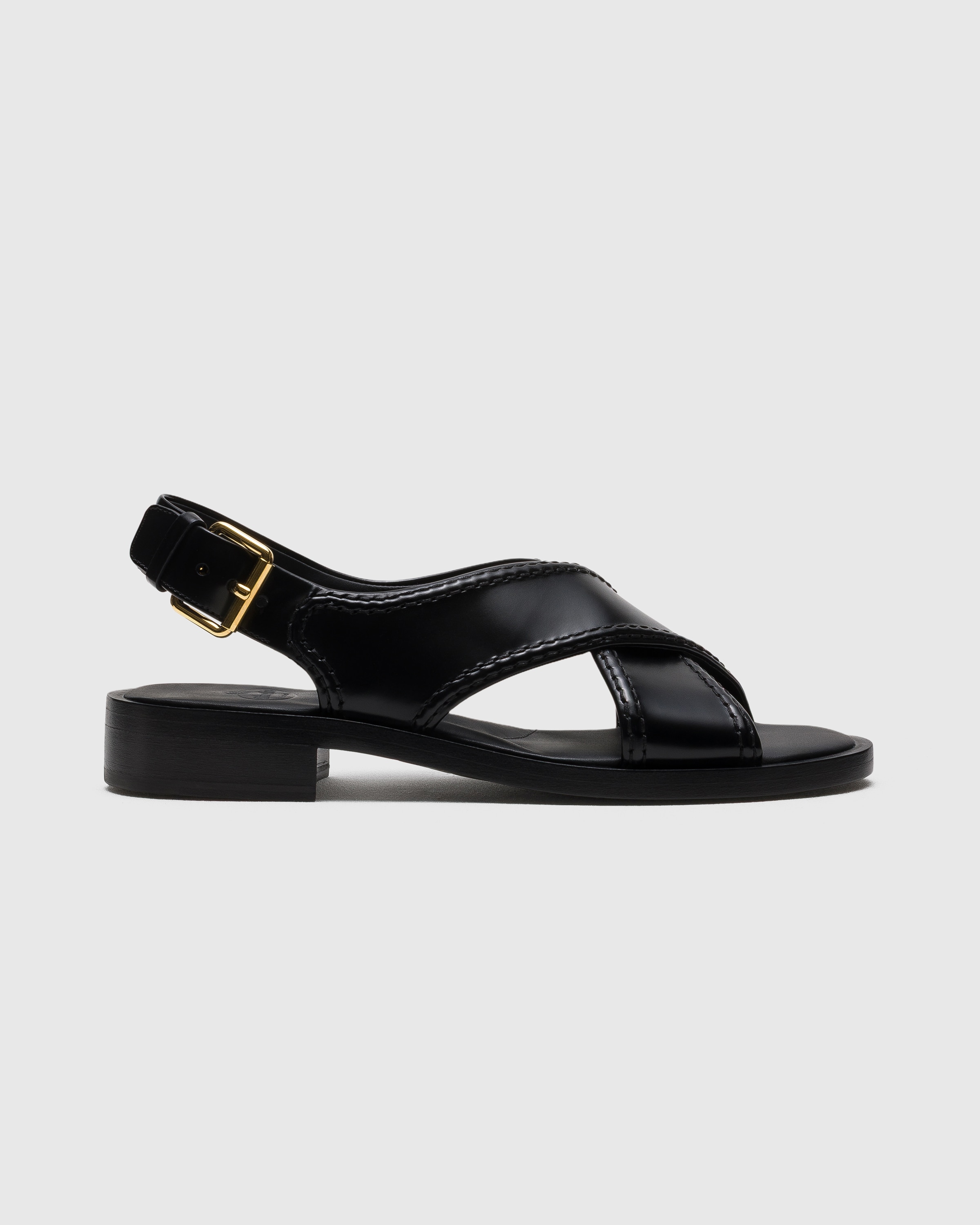 Black Polished Fumé Leather Criss Cross Sandal | Church's