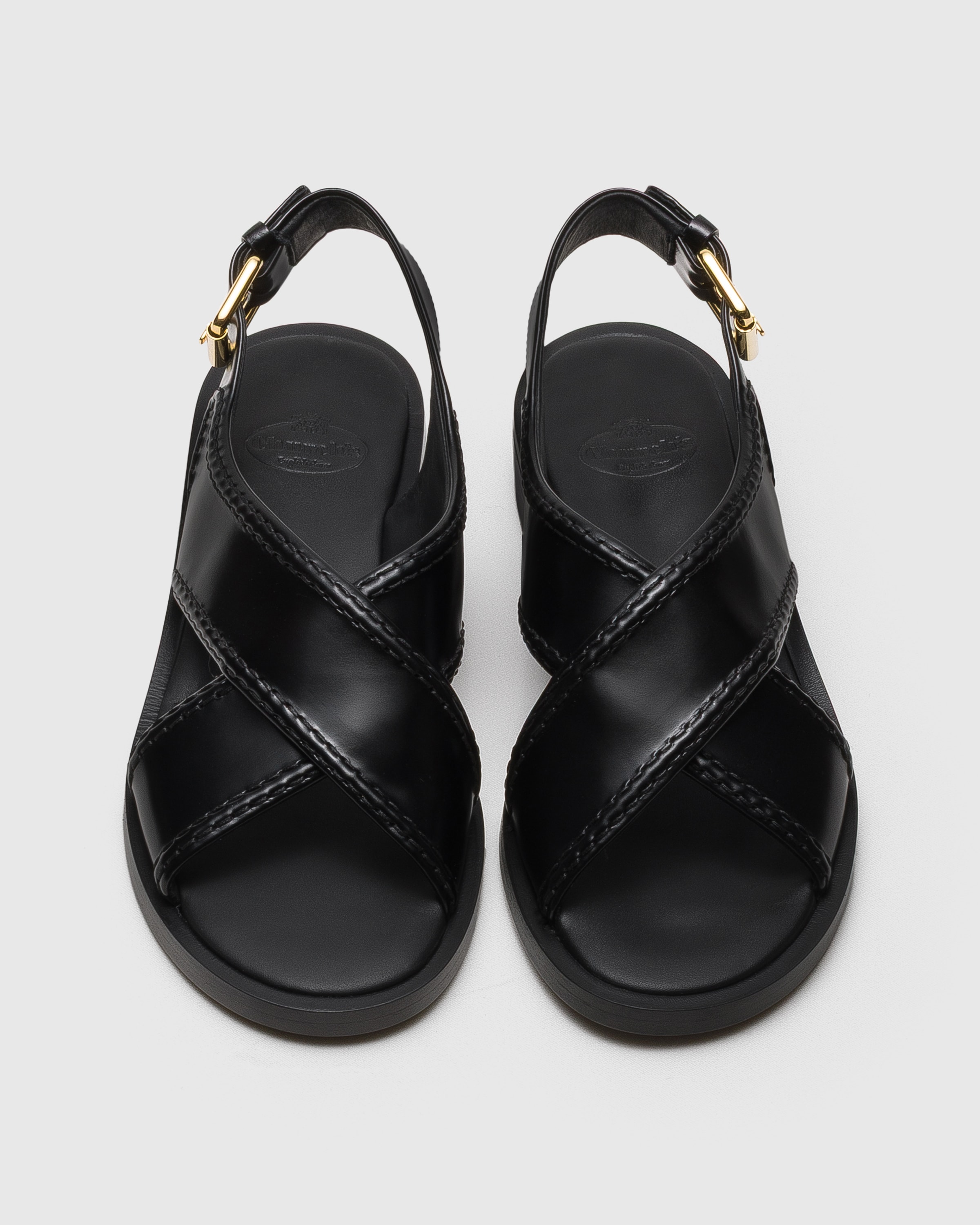 Black Polished Fumé Leather Criss Cross Sandal | Church's