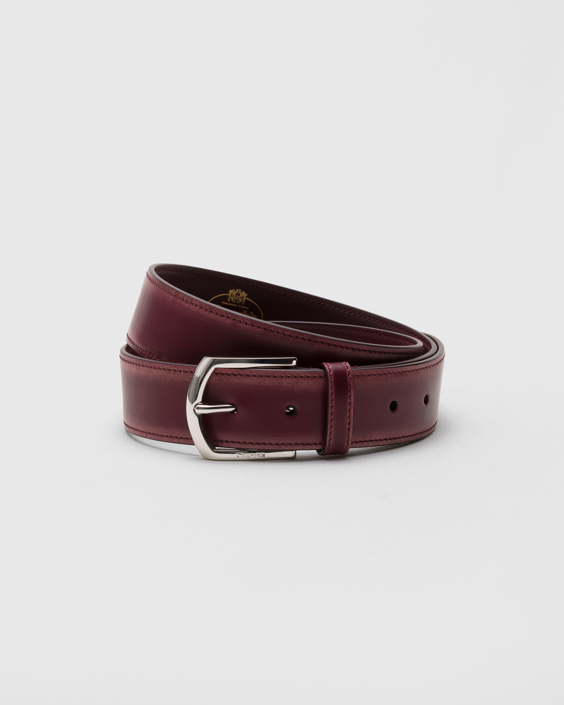 チャーチ ベルト バーガンディ Burgundy Bleached calf buckle belt | Church's