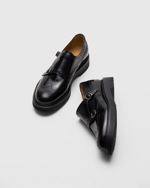 Polished Fumè Monk Strap Black