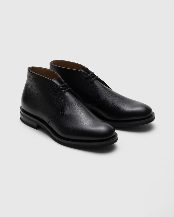Soft Grain Leather Desert Boot Black