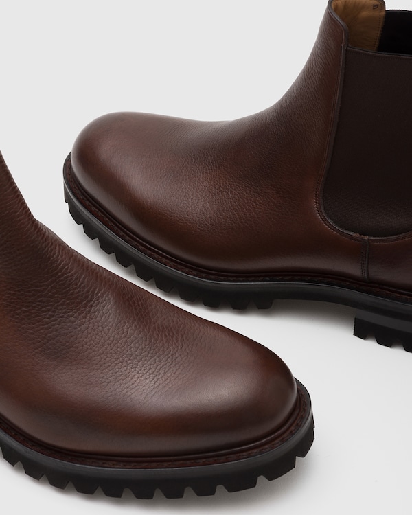 Soft Grain Leather Chelsea Boot Burnt