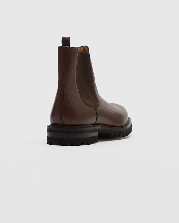 Soft Grain Leather Chelsea Boot Burnt