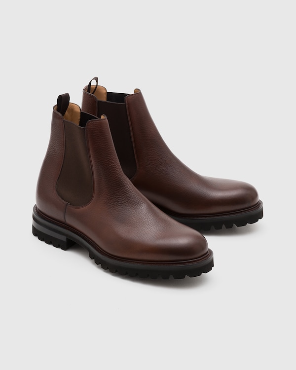 Soft Grain Leather Chelsea Boot Burnt