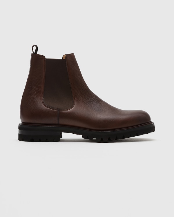 Soft Grain Leather Chelsea Boot Burnt