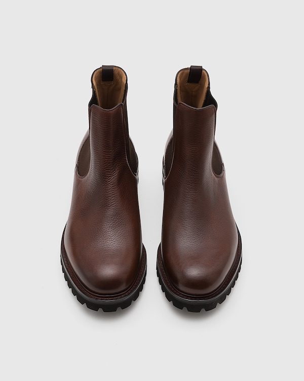 Soft Grain Leather Chelsea Boot Burnt
