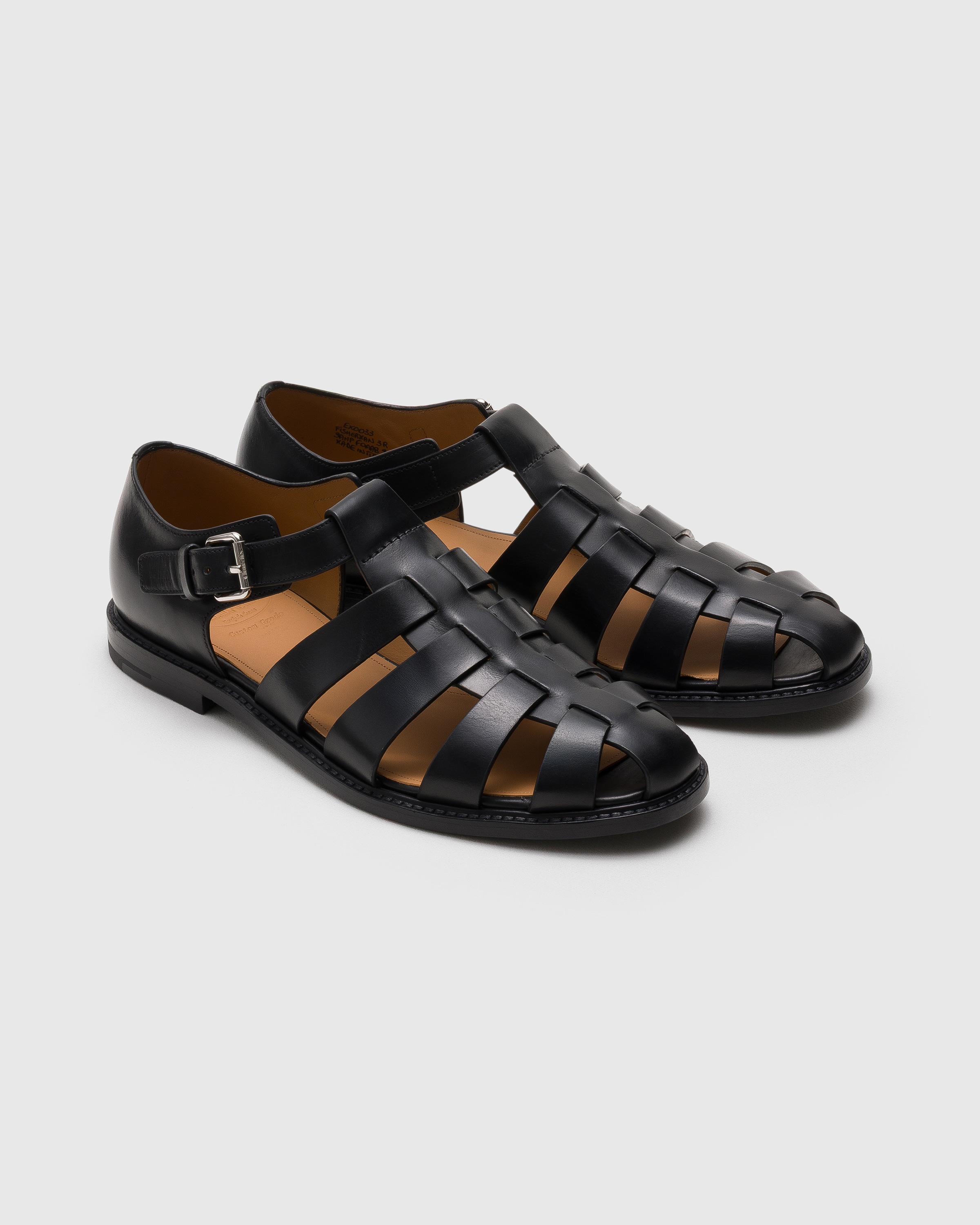 Church's x JIL SANDER 00s カーフレザー ドレスシューズ ブラック カーフスキンレザーサンダル | Church's